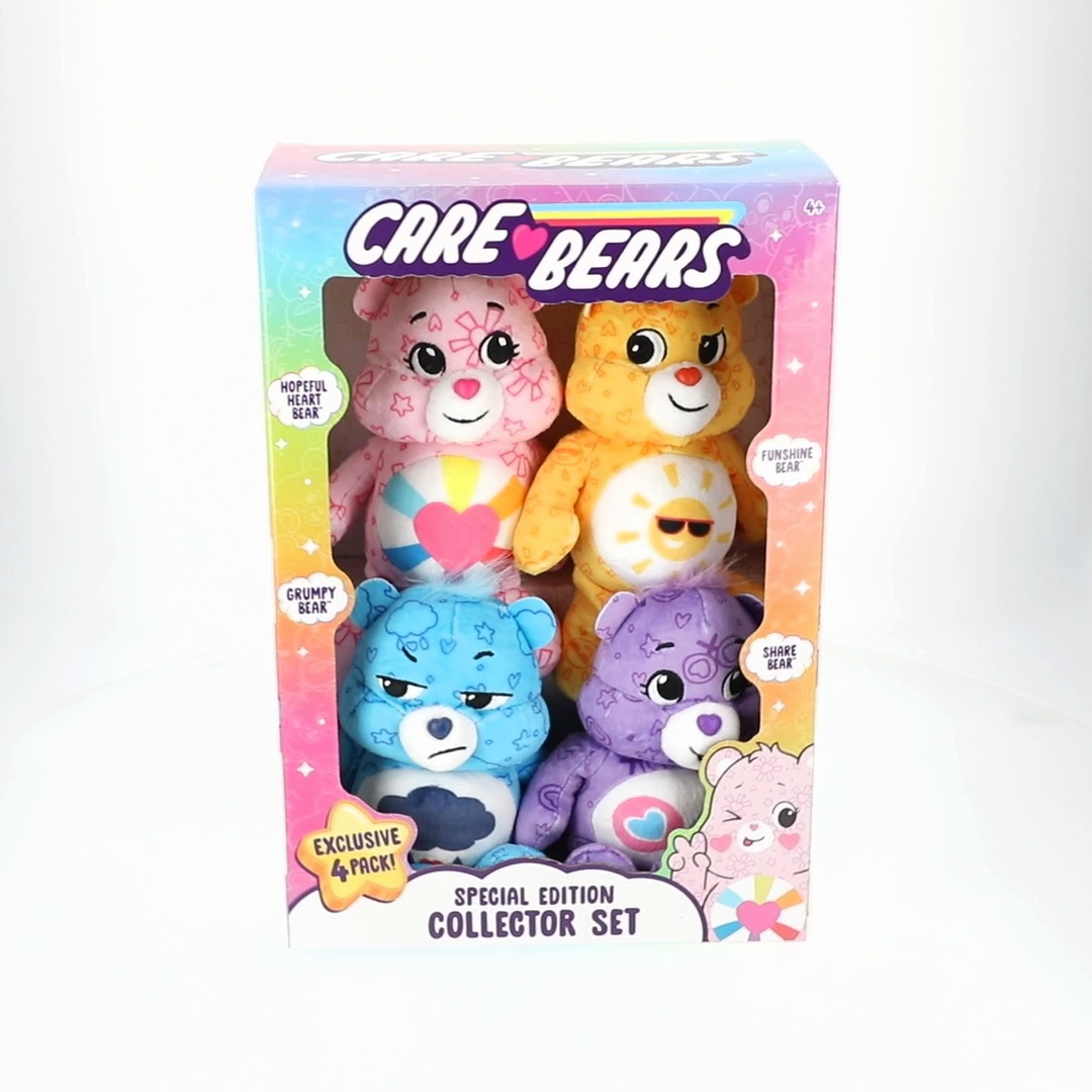 Care Bears, Plush, 8 Inch, 4-Pack, Soft Huggable Material