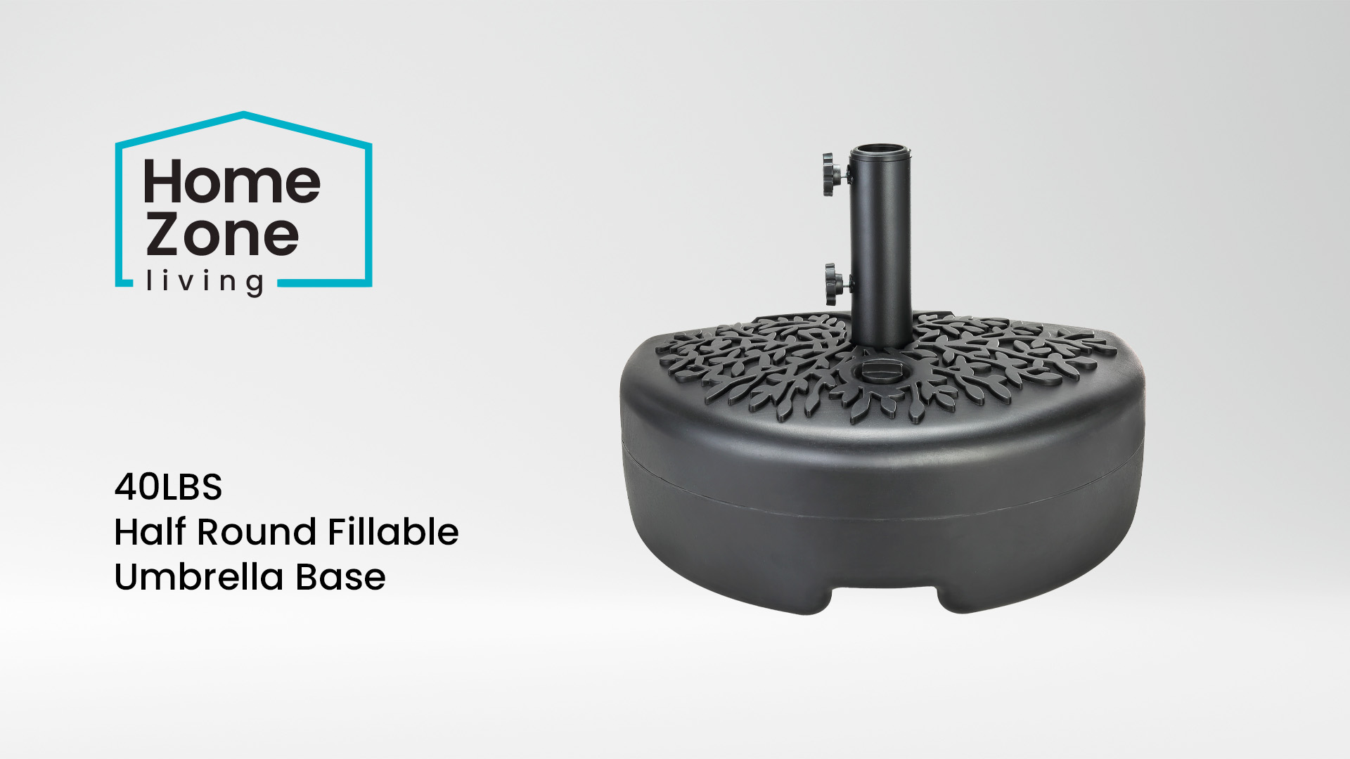 thumbnail video image 2 of Home Zone Living 17L (40lbs) Half-Moon Central Pole Umbrella Base with Thin Rattan Design w/Steel Umbrella Holder, 2 of 11