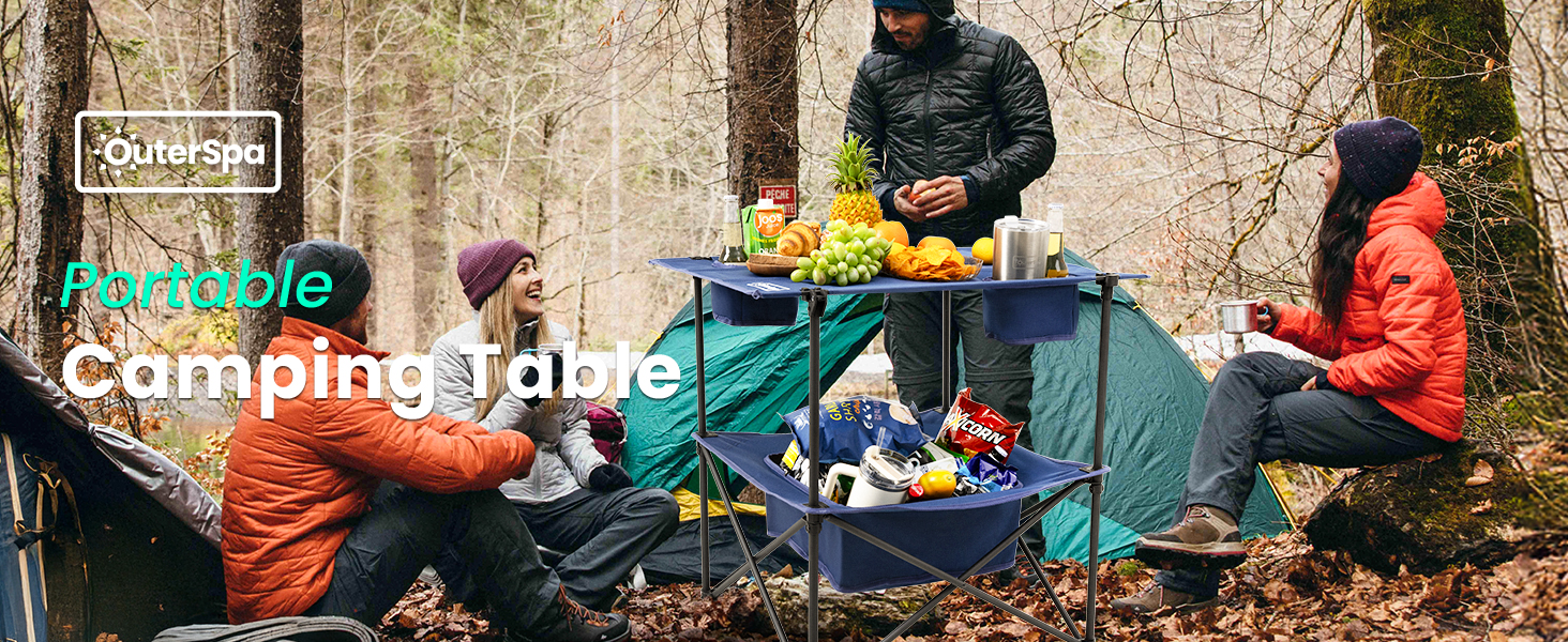 thumbnail video image 2 of OuterSpa Folding Camping Table, Portable Outdoor Picnic Table, 2 of 10