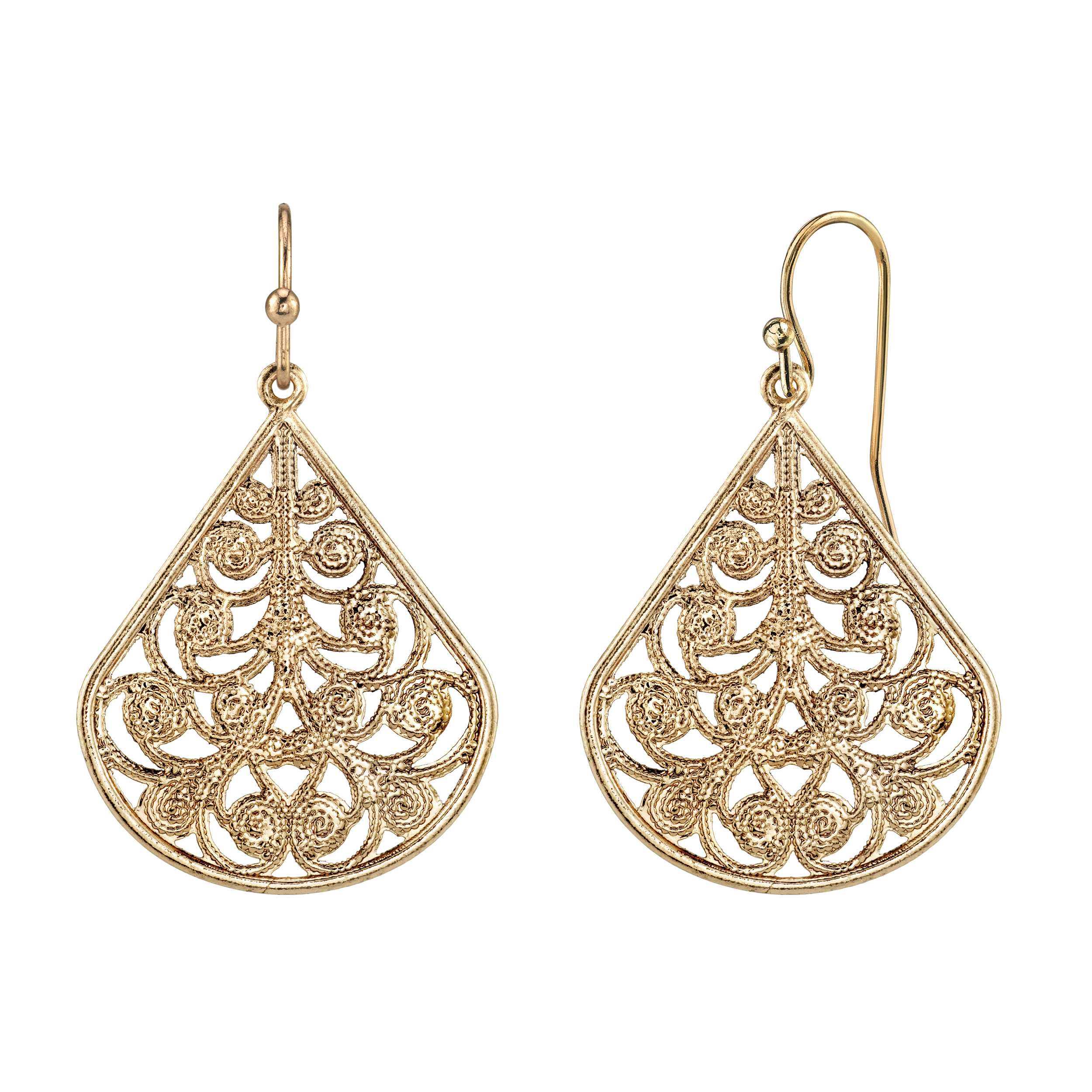 thumbnail video image 2 of 1928 Jewelry Filigree Teardrop Earrings, 2 of 4