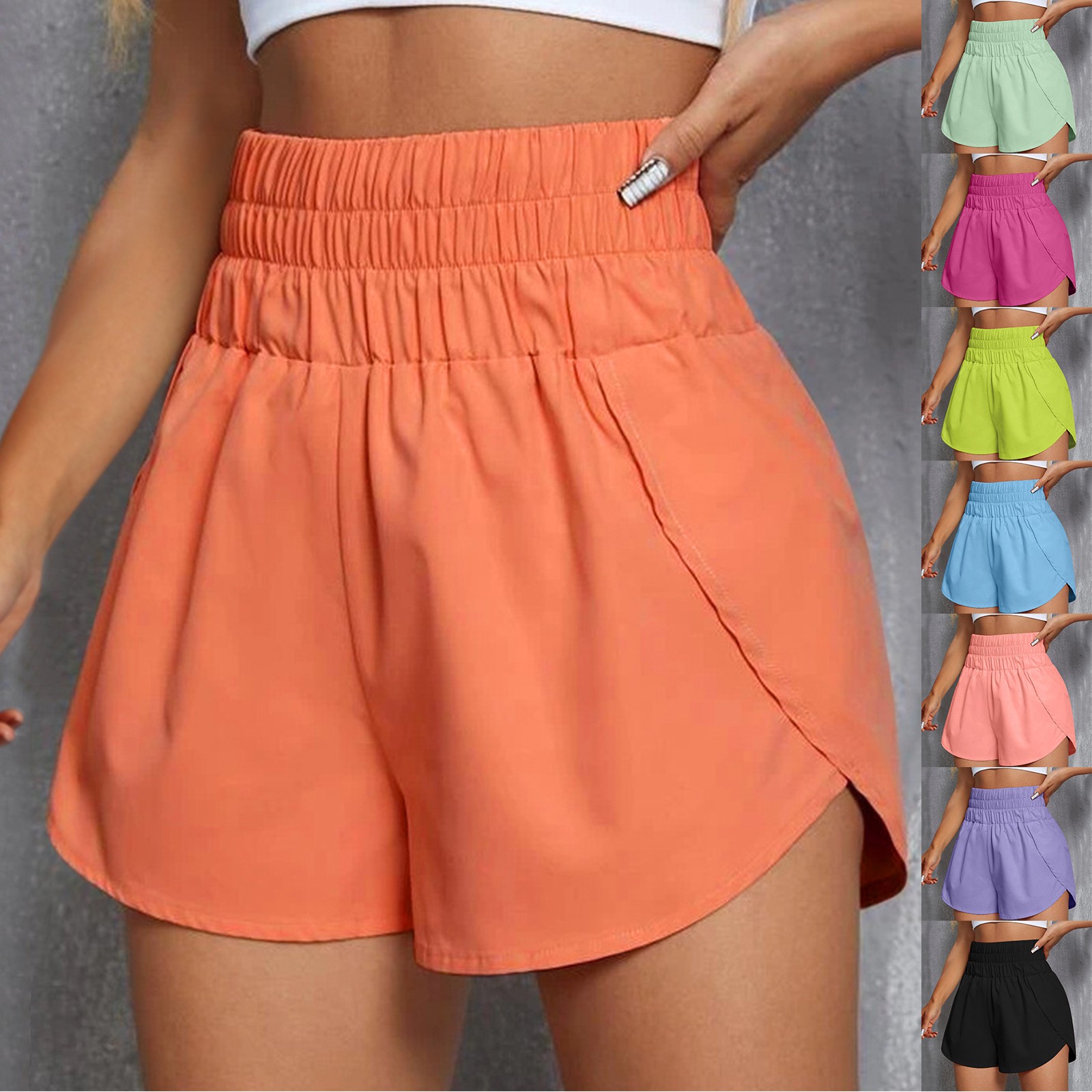 thumbnail video image 2 of IDALL Yoga Shorts for Women Biker Shorts Women Running Shorts for Women Womens Running Shorts Work Elastic Waist Athletic Yoga Pants Sports Pants Workout Shorts Women Green L, 2 of 7