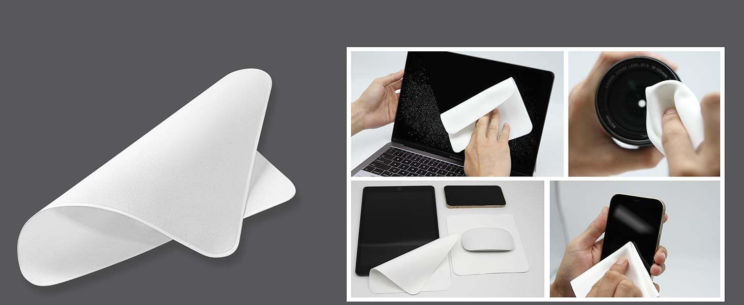 thumbnail video image 2 of AAwipes Polishing Cloths 5 Packs (6.3" X 6.3", Grey, Superfine, 320 GSM) Compatible with Apple iPhone, iPad, MacBook, Watch, Soft & Nonabrasive Double-Layer Microfiber Cleaning Cloths (X3682), 2 of 10