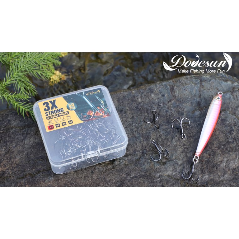 bent fish hooks for salt water trout Treble Fishing Hooks #8 PTFE Coating Replacement Hooks for Bass Trout  Jerkbaits 50PCS