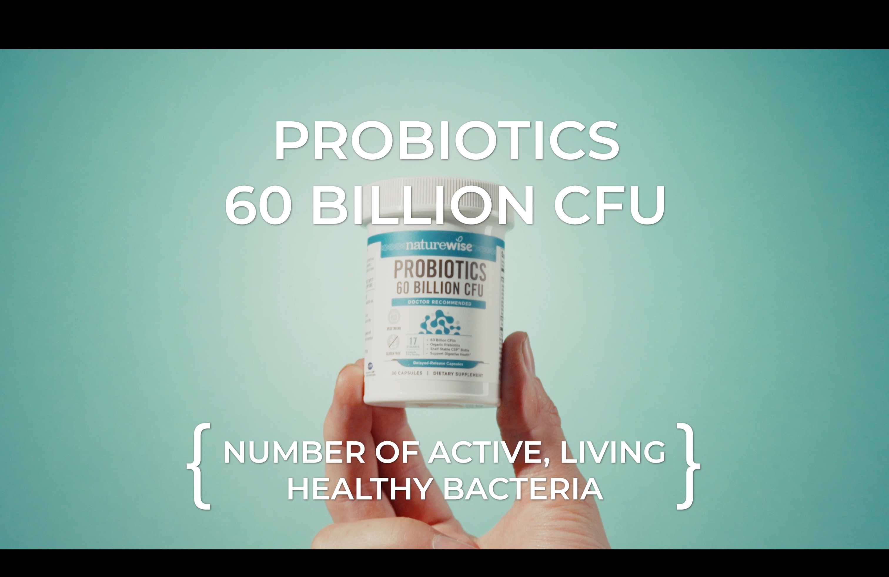 thumbnail video image 2 of NatureWise Probiotics 60 Billion CFU + Organic Prebiotics - 60 Capsules[2-Month Supply], 2 of 12
