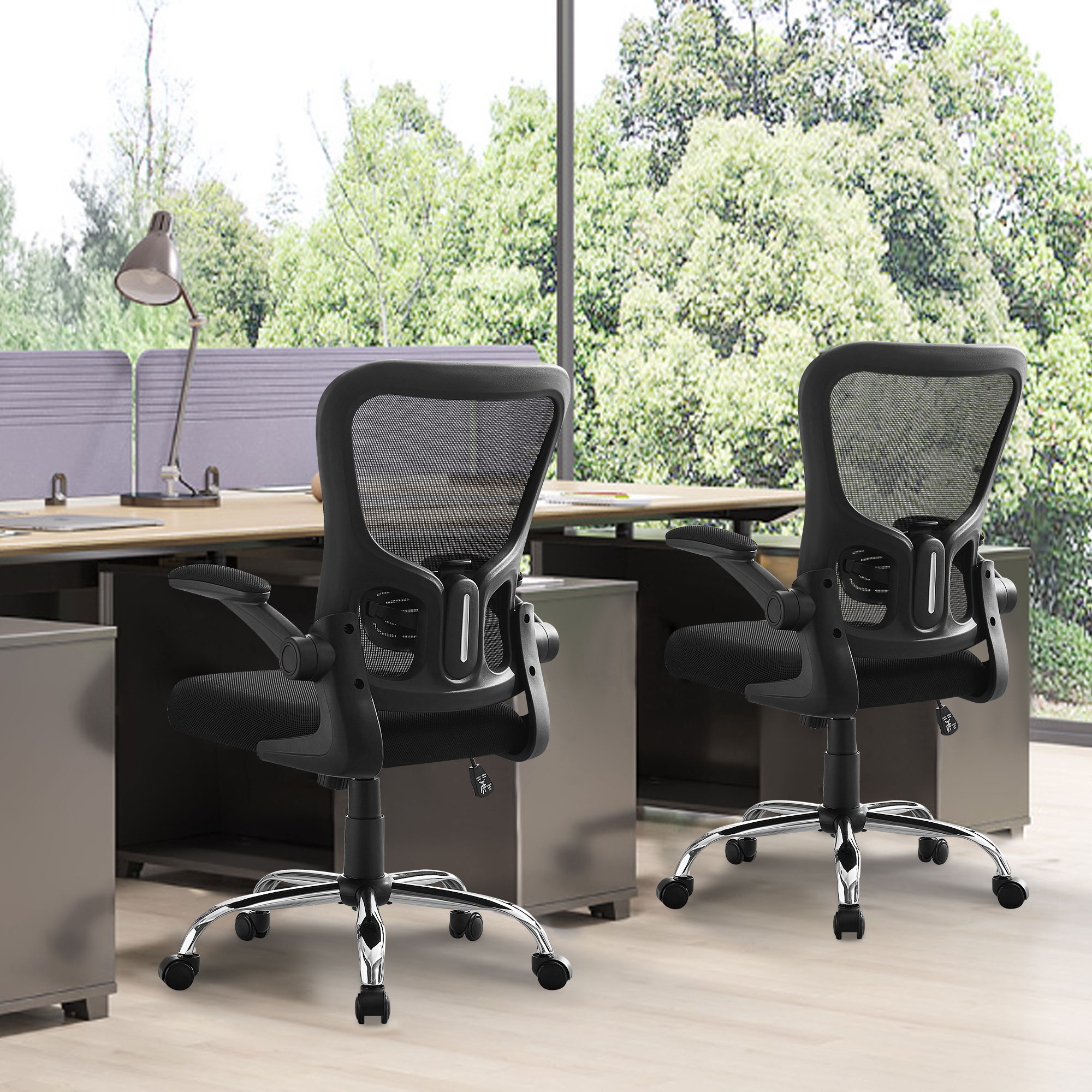 thumbnail video image 2 of JONPONY Big and Tall Office Chair 400LBS，Ergonomic Office Chair, Task Chair, Comfort Desk Chair with Adjustable Lumbar Support and Flip up Arms, 400lb, Black, 2 of 13