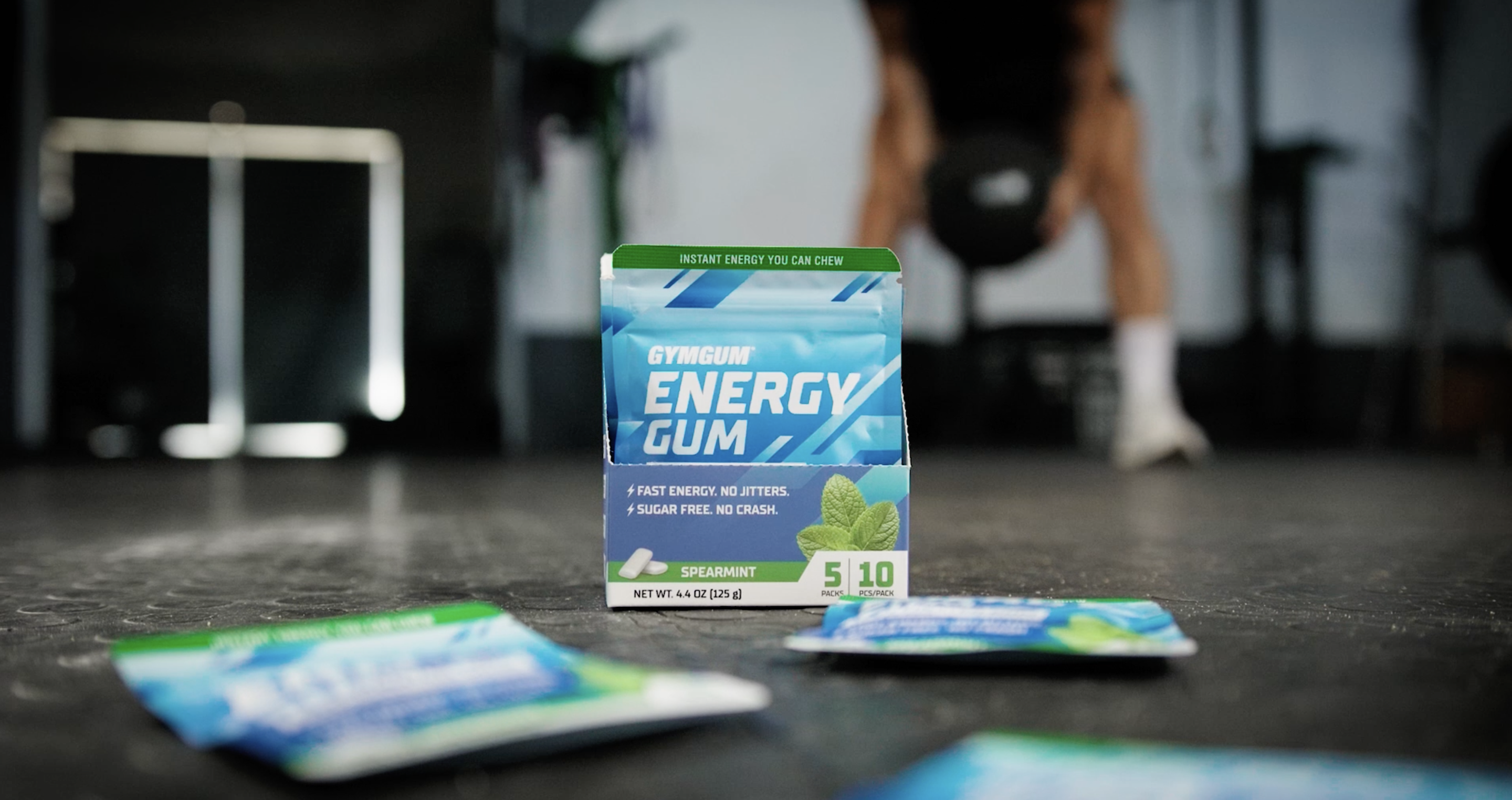 thumbnail video image 2 of GYMGUM Energy Caffeine Gum | 50mg Caffeine | Sugar-Free, Keto-Friendly | Fast-Acting Energy & Focus Gum with Guarana & L-Theanine (40 Count (Pack of 3), Arctic Mint), 2 of 10