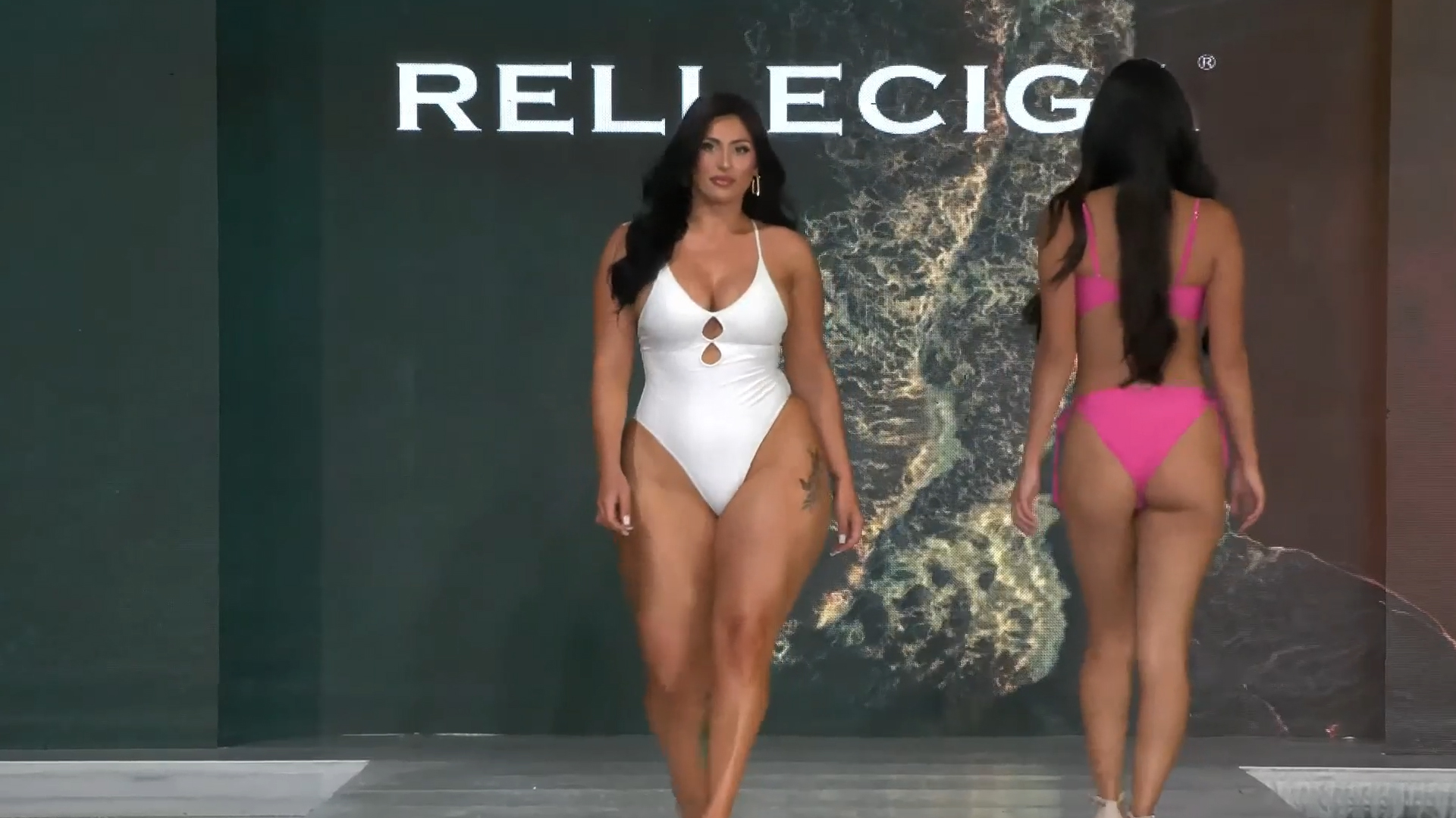 thumbnail video image 2 of RELLECIGA Women's V Neck Cutout One Piece Swimsuits White Crisscross Back Sexy Monokini Bathing Suits, 2 of 10