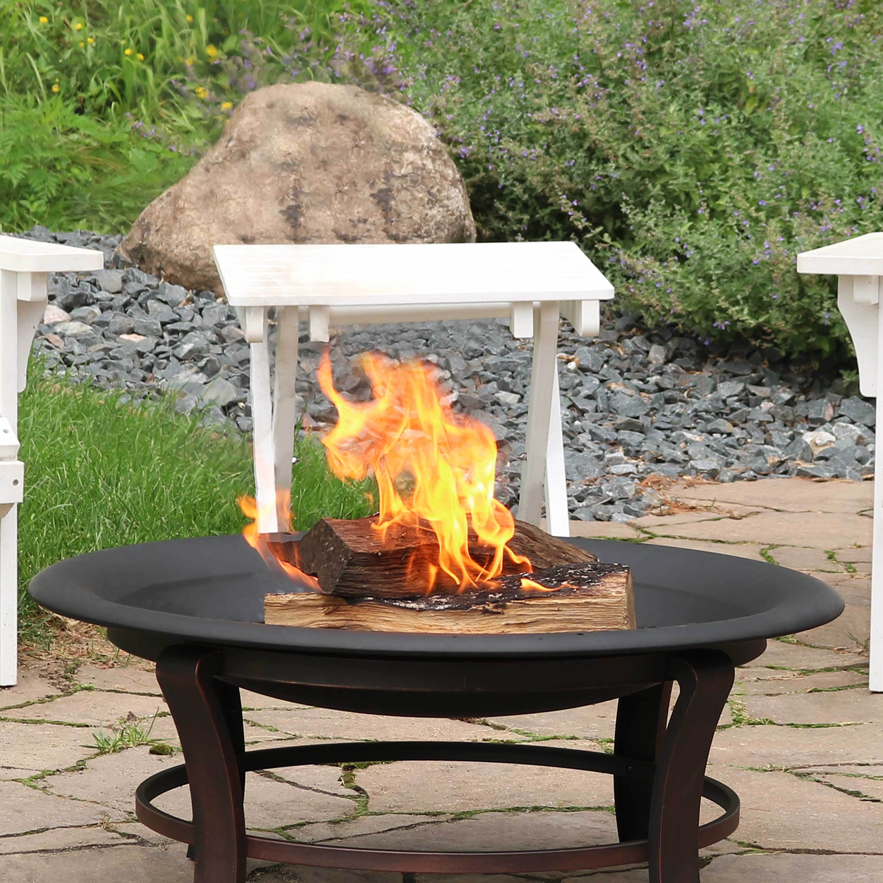 thumbnail video image 2 of Sunnydaze Classic Elegance 33" Round Wood-Burning Black Finish Replacement Fire Pit Bowl, 2 of 10
