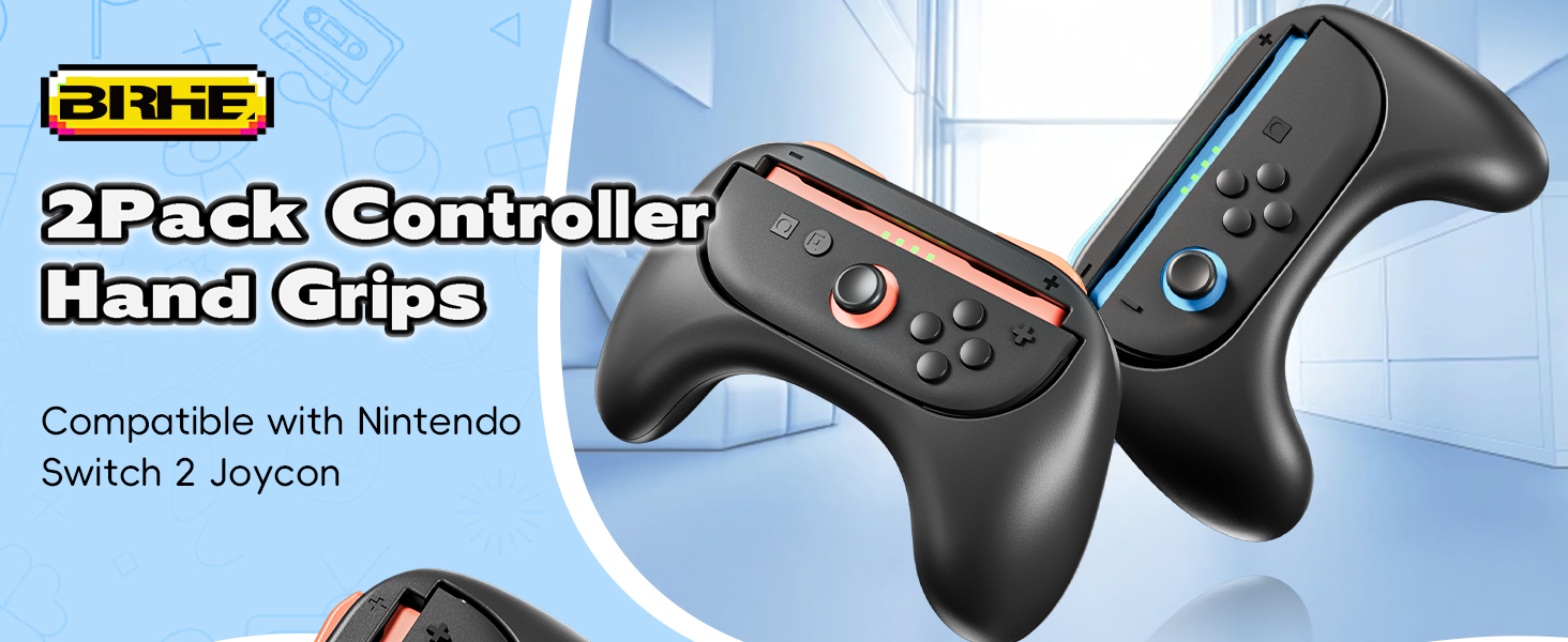 thumbnail video image 2 of Hand Grips for Nintendo Switch 2 Joy-Con, Wear-resistant Handle Kit for Switch 2 2025 Joy Cons Controller, 2 Pack (Black), 2 of 8