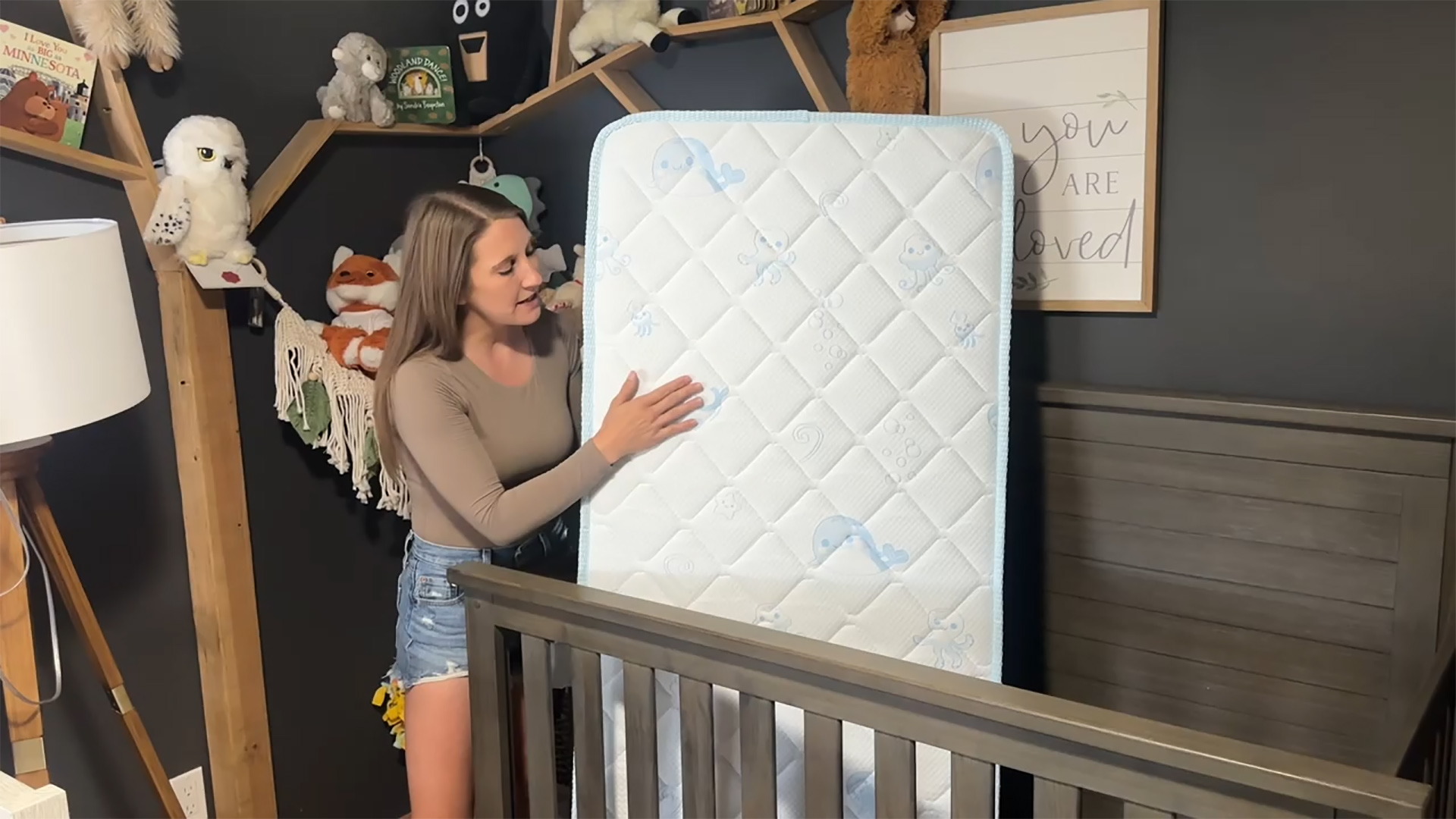 thumbnail video image 2 of Ceekliybear Premium Foam Crib and Toddler Mattress,  Knitted Fabric and Firm Crib Mattress, Hypoallergenic Baby Mattresses 52"L x 27.6"W x 5"Th, 2 of 10