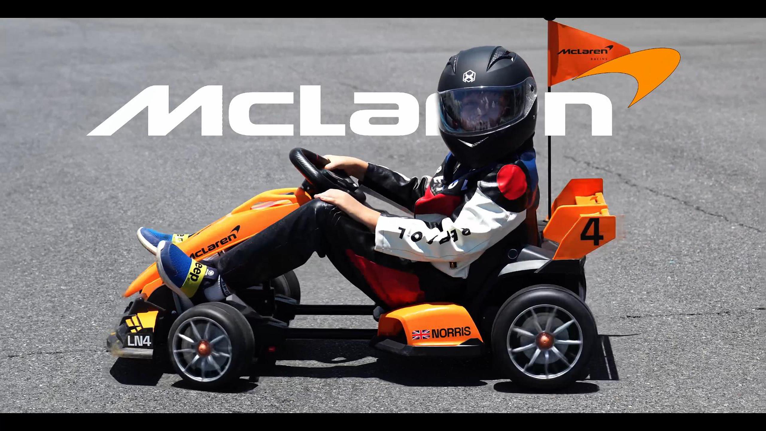 thumbnail video image 2 of McLaren 36 Kids Electric Go Kart, 36V Powered Drift Racing Ride On Car Toy, 500W Dual Motor, 3-Level Adjustable Seat, Rear-Wheel Drive, 360° Spin Pedal Go Kart for Boys Girls Ages 6+, Orange, 2 of 9
