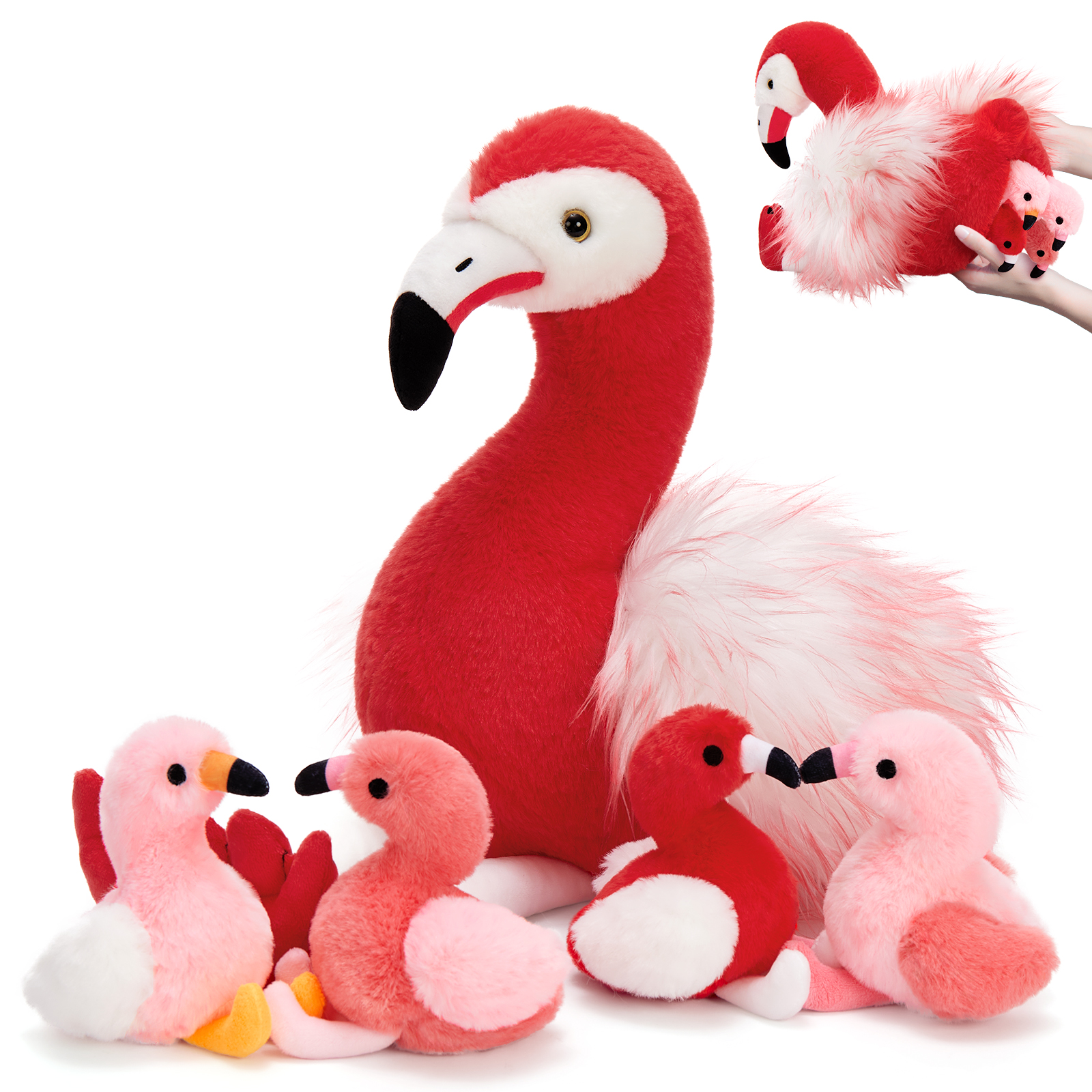 MorisMos 20'' Plush Flamingo with 4 Baby Flamingos - Walmart.com