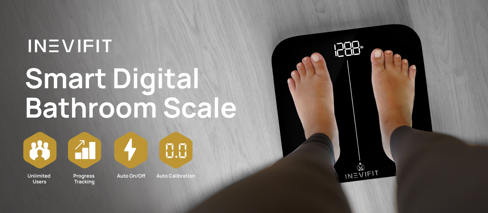 thumbnail video image 2 of INEVIFIT Smart Premium Bathroom Scale with Bluetooth and Free Tracking INEVIFIT APP - White, 2 of 8