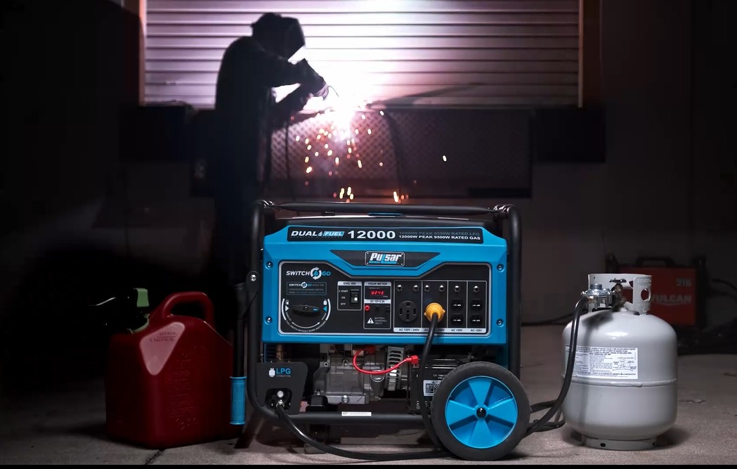 thumbnail video image 2 of Pulsar 12,000W Dual Fuel Portable Generator with Electric Start – CARB Compliant, 2 of 7