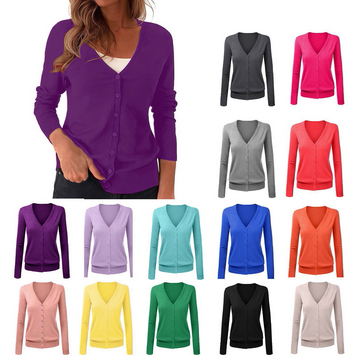 thumbnail video image 2 of Baqcunre Sweaters for Women, Women's V Neck Cardigan Sweater Plus Jacket Solid Color Knitted Sweater Womens Tops Cardigan for Women Sky Blue S, 2 of 5