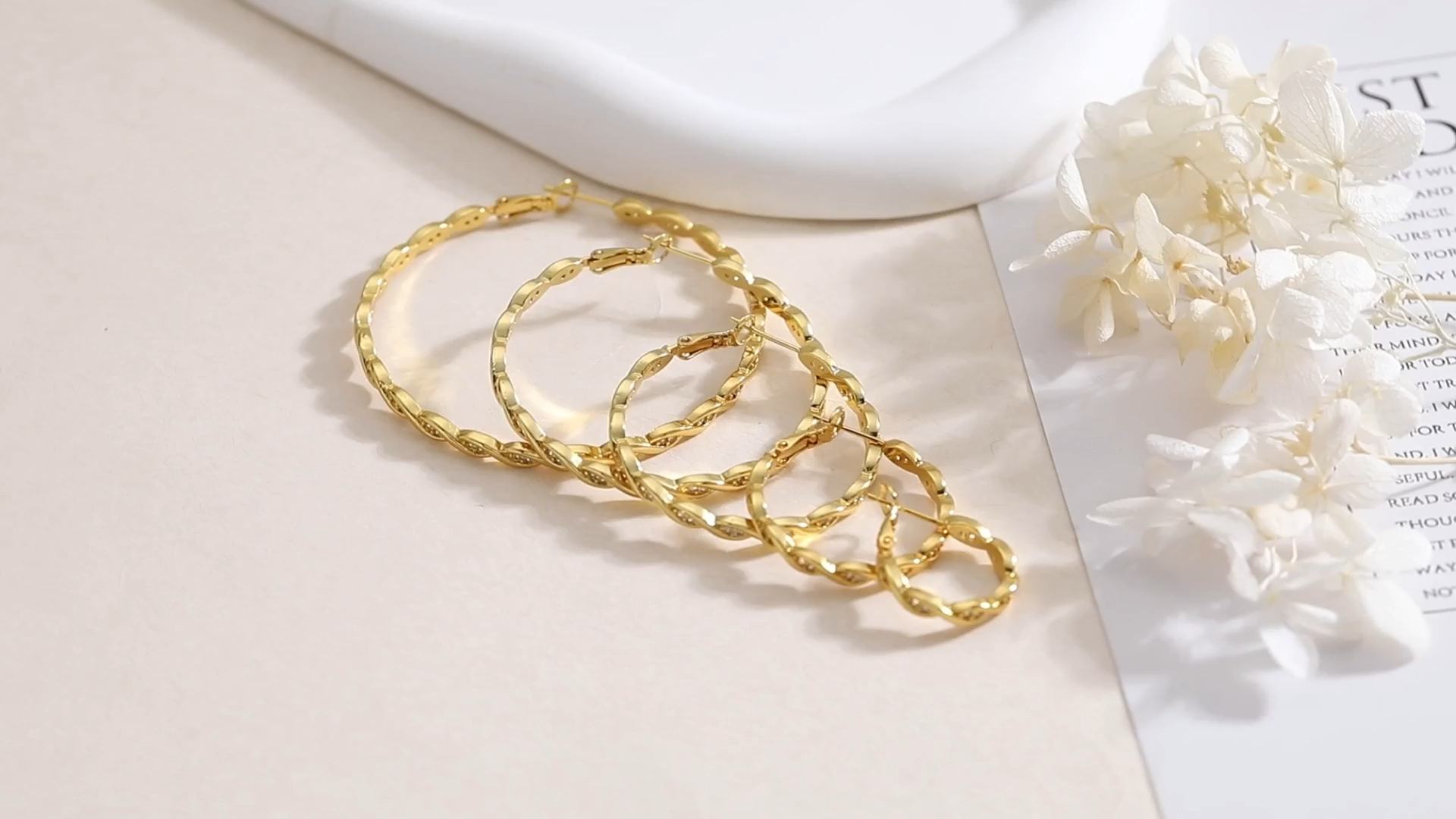 thumbnail video image 2 of VEEDOFA Twisted Hoop Earrings for Women 14K Gold Plated 925 Sterling Silver - Cubic Zirconia CZ Chunky Hoops with Spring Clasp, Hypoallergenic Large Hoops, Gift Box, 2 of 8
