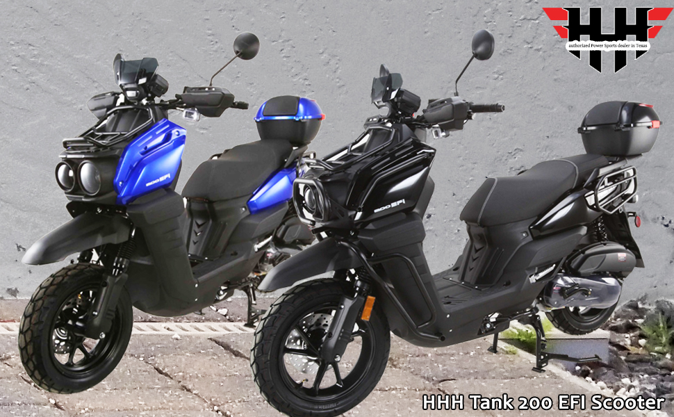 thumbnail video image 2 of HHH Tank 200 EFI Scooter Mototcycle Fully Automatic with Matching rear trunk, 2 of 10
