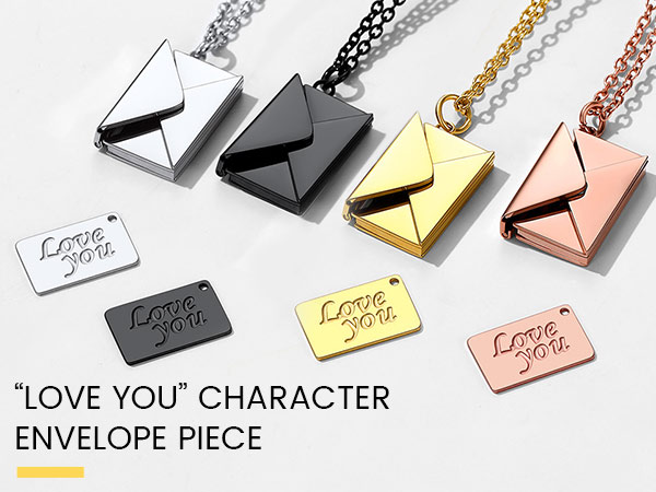 thumbnail video image 2 of KeyStyle Locket Necklace for Women Envelope Locket Necklace with Love You Letter Personalized Valentine's Day Jewelry Christmas Mother's Day Gift for Mom, 2 of 10