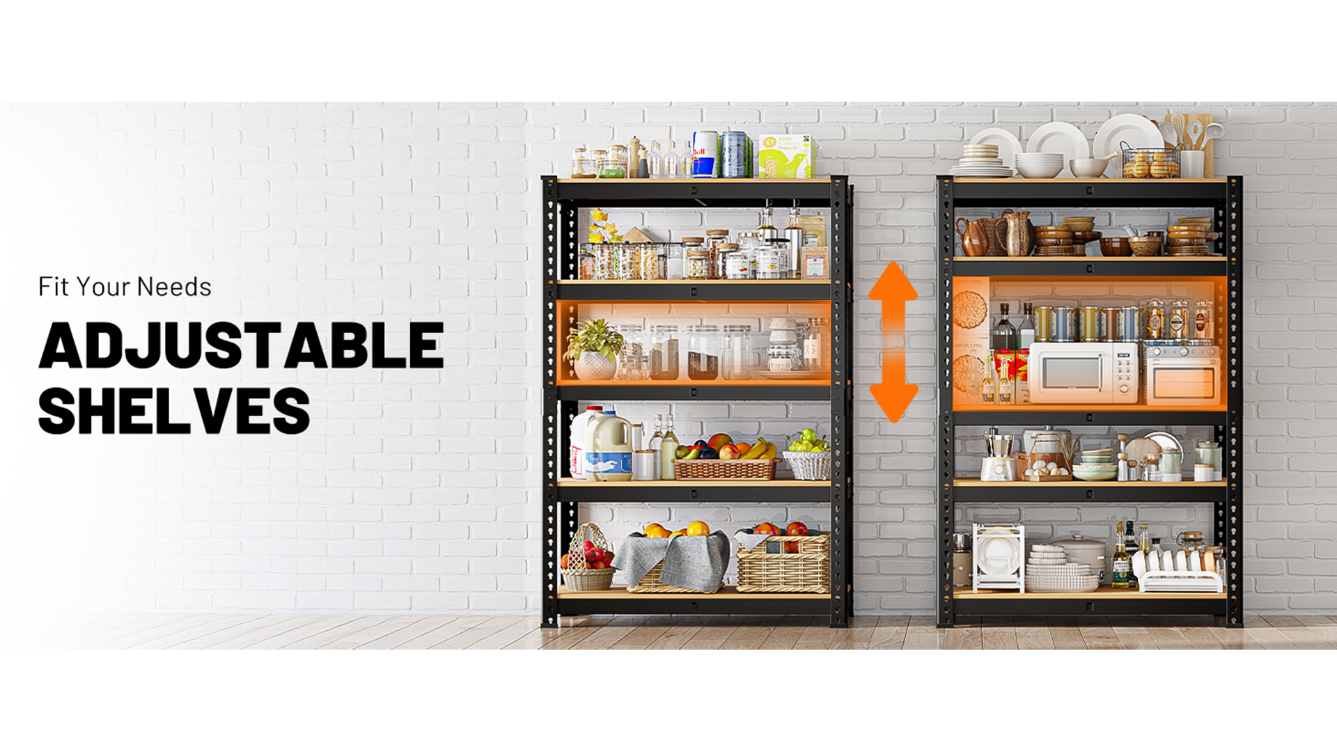 thumbnail video image 2 of HOKEEPER Heavy Duty Storage Shelves 5-Tier Adjustable Garage Shelves for Storage 2600LBS, 35.43"W x 15.74"D x 72.05"H Commercial Industrial Shelving Units for Garage Pantry Kitchen Black, 2 of 9