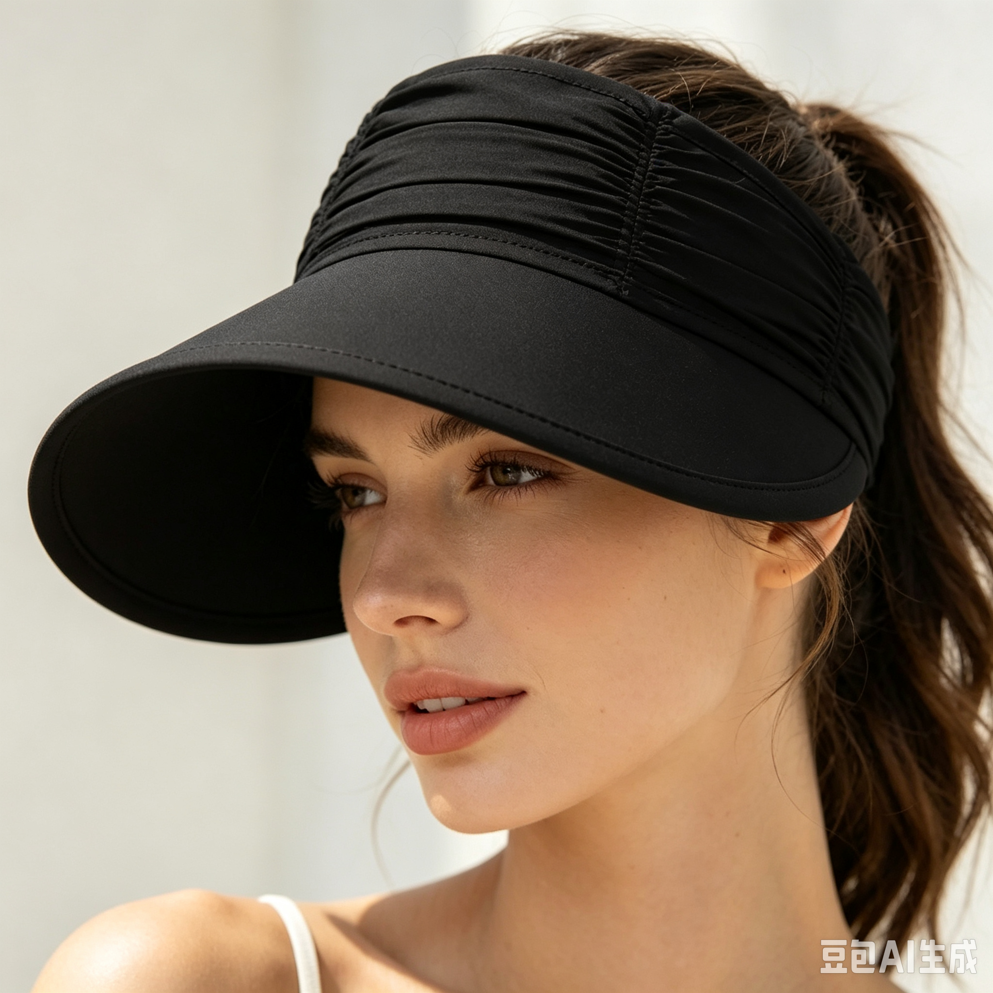 thumbnail video image 2 of LILIYA Women's Sun Visor Hat Elastic Pleated Wide Brim Summer UPF 50+ UV Protection Visor Hat Adjustable Beach Sport Solid Color Visor Hat for Adult, 2 of 5