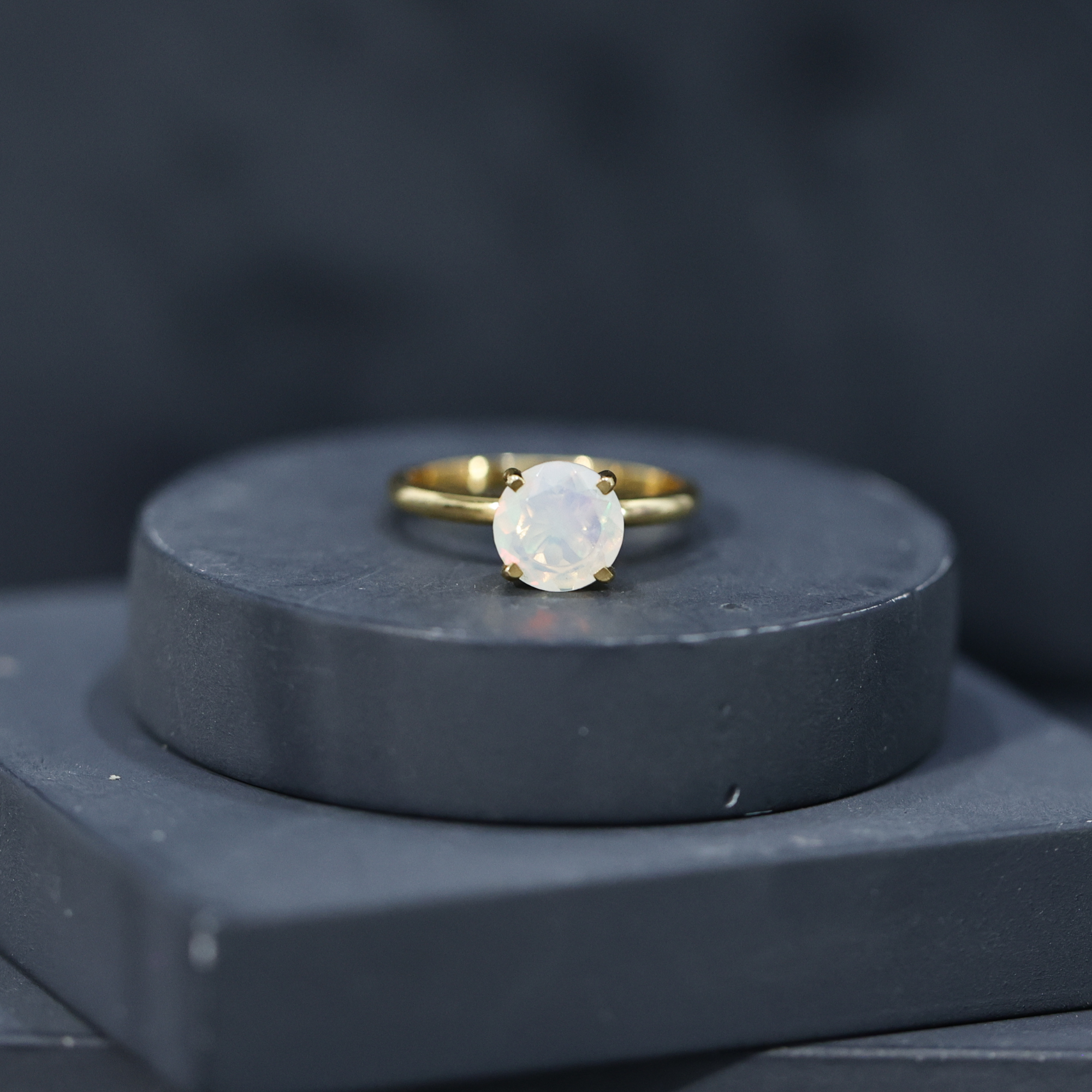 thumbnail video image 2 of Rosec Jewels Ethiopian Opal Engagement Ring for Women - 8 mm - October Birthstone Opal Solitaire Ring - AAA Quality, 10K Yellow Gold, US 7.50, 2 of 10