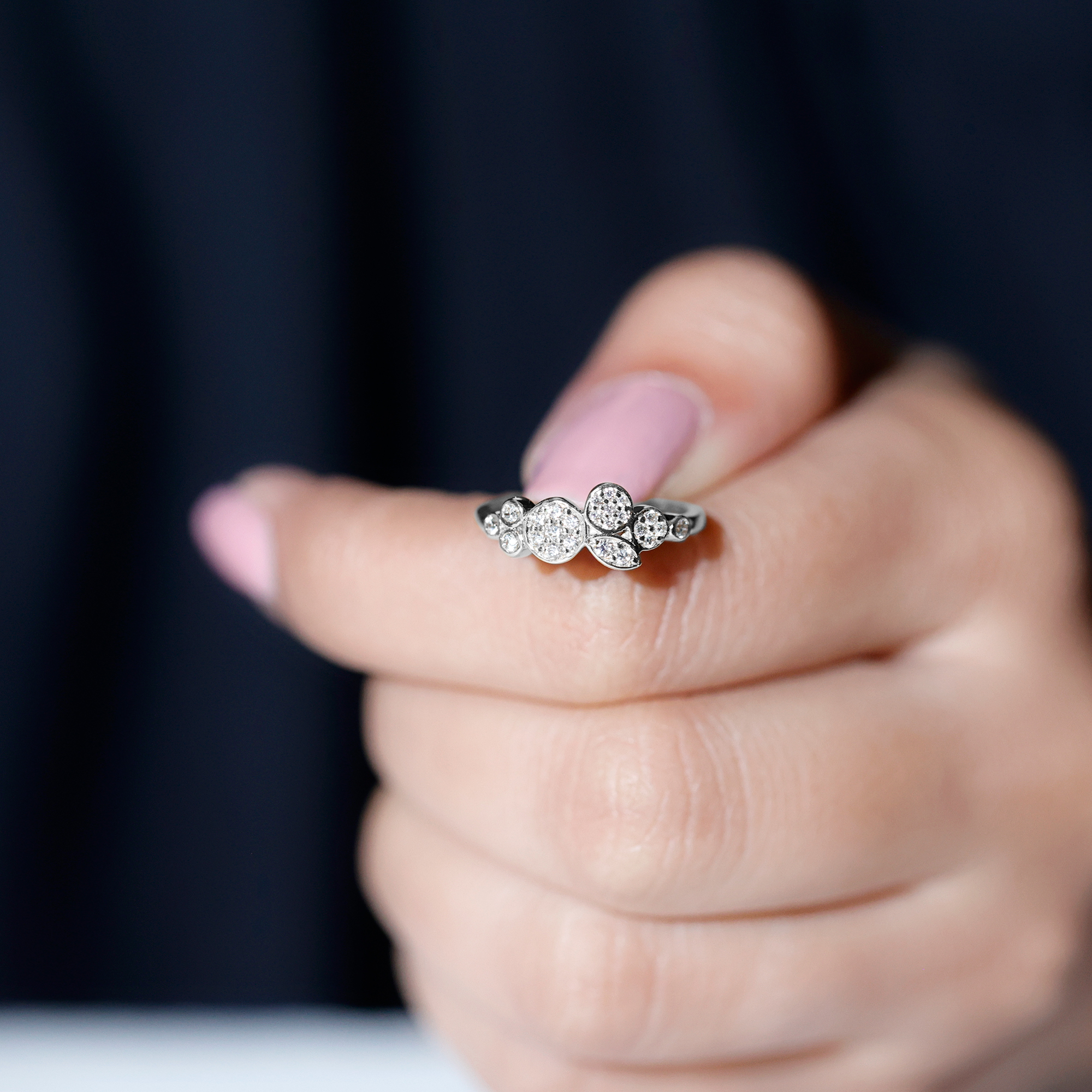 thumbnail video image 2 of Rosec Jewels Natural Diamond Cluster Engagement Ring for Women - HI-SI Quality - with Jewelry Box, 10K White Gold, US 8.00, 2 of 7