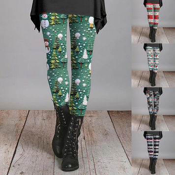 thumbnail video image 2 of SNOWSONG Christmas Leggings for Women, Plus Size Leggings Women High Waisted Workout Pants Tummy Santa Print Holiday Legging Tights, Womens Leggings, Tummy Control Leggings Hot Pink L, 2 of 7