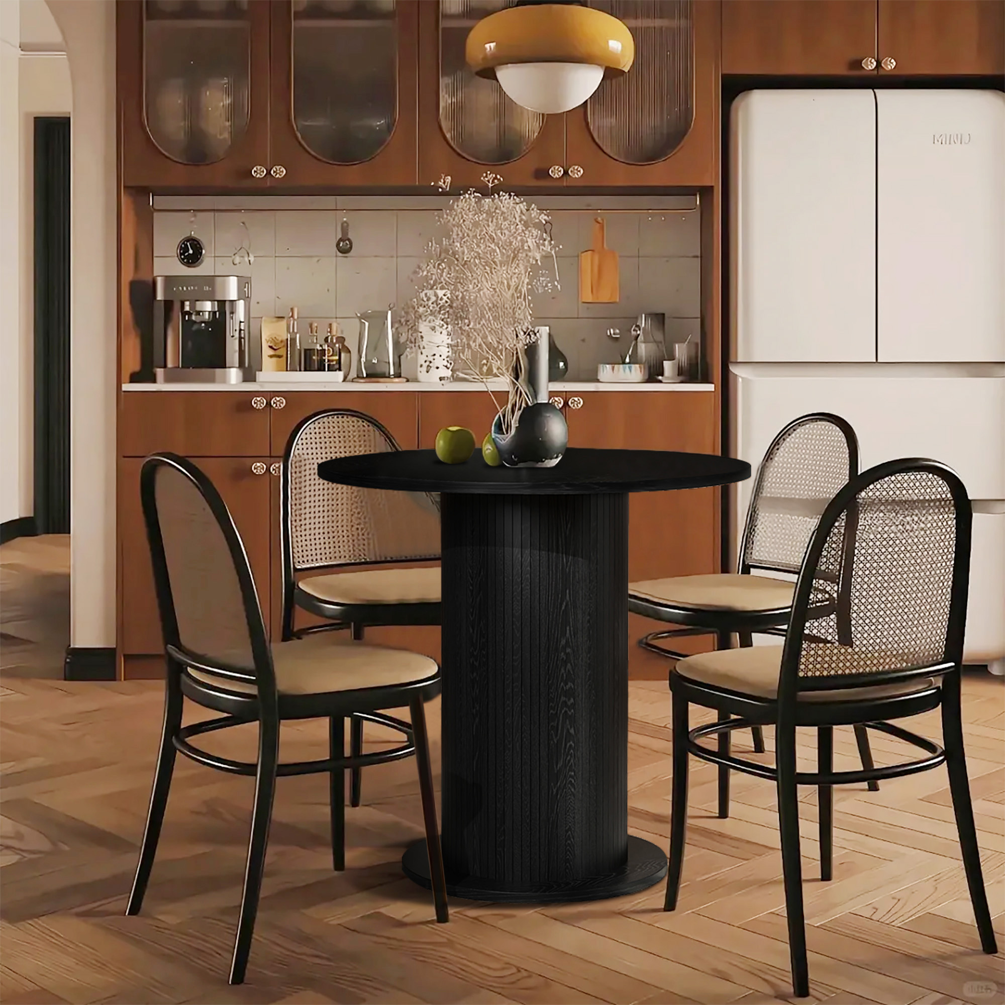 thumbnail video image 2 of Round Dining Table for 2, Kitchen Table for Living Room,  Dining Coffee Tables for Kitchen, Black, 2 of 7