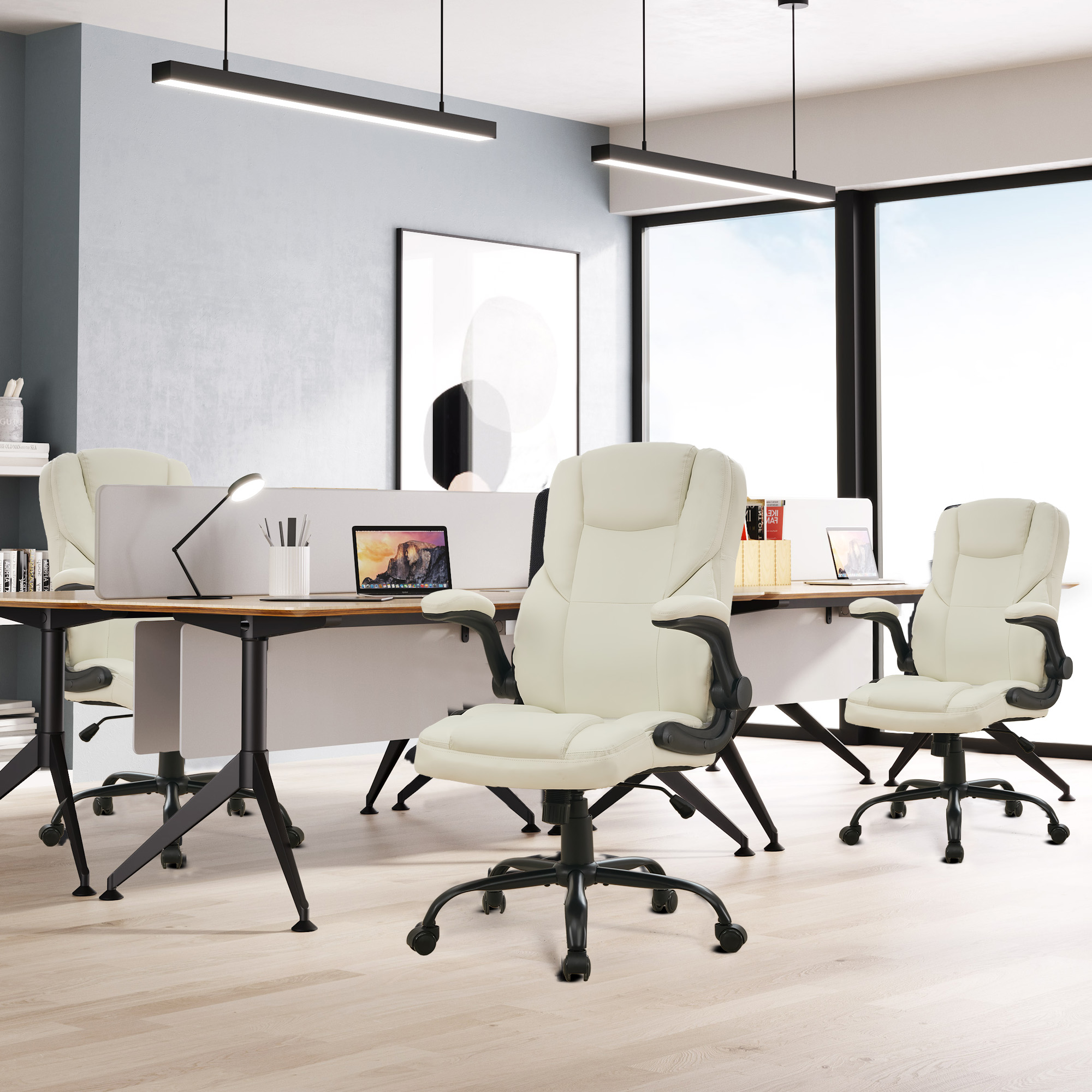 thumbnail video image 2 of JONPONY Leather Office Chair, Big and Tall Office Chair 400LBS Wide Seat Ergonomic Computer Desk Chair High Back Executive Leather Chair Adjustable Task Chair Lumbar Back with 1-Year Warranty, White, 2 of 13