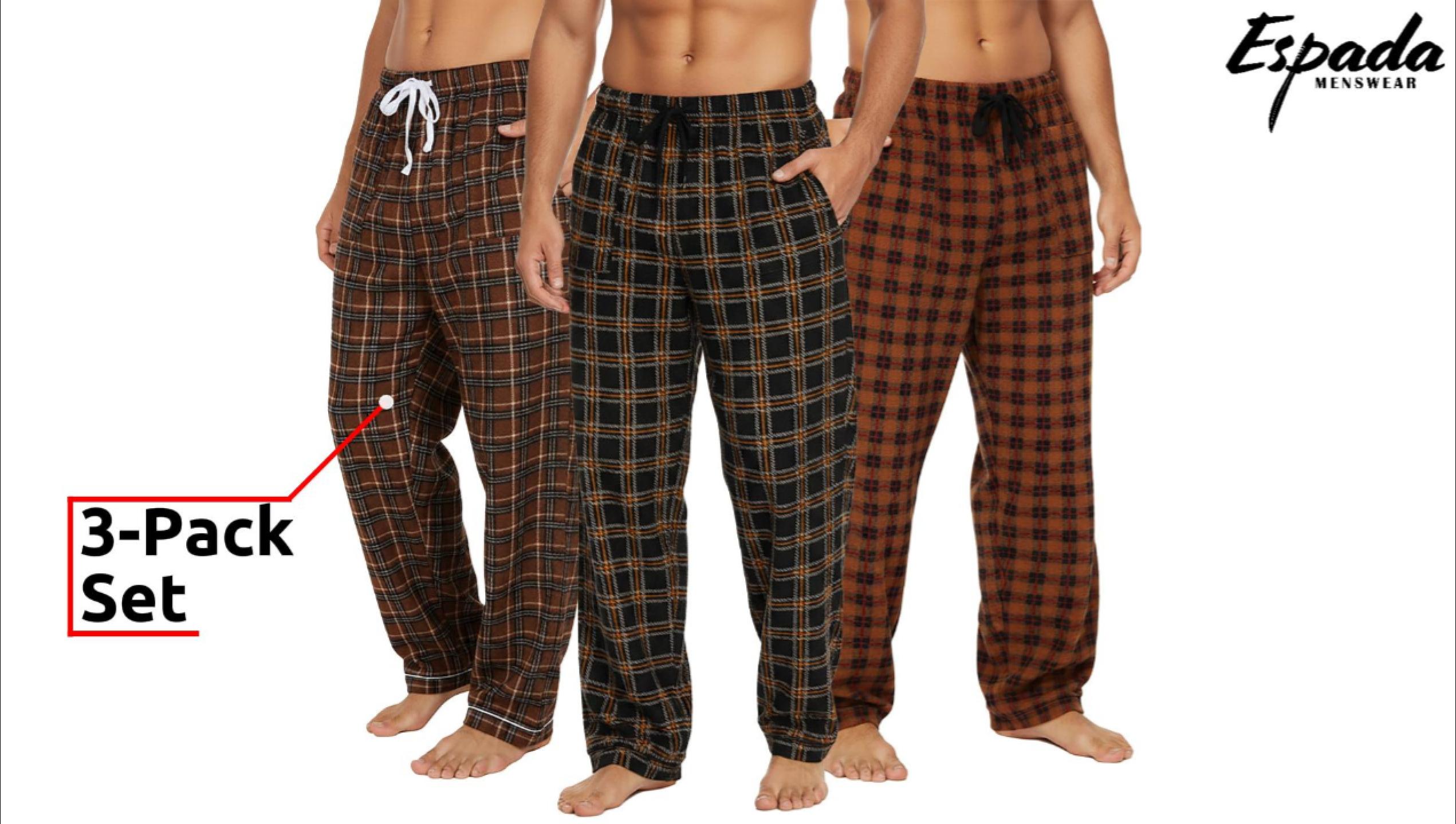thumbnail video image 2 of Espada Menswear Men's COZY Fleece Pajama Pants (3 Pack), 2 of 8