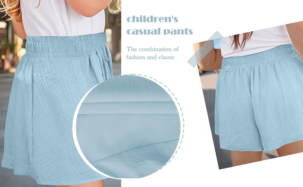 thumbnail video image 2 of LWNYDPLSD Girls Shorts Elastic Waist Shorts for Kids Summer Lightweight Breathable Sports Shorts Teens Girls Boys Trendy Outdoor Clothes, 2 of 8