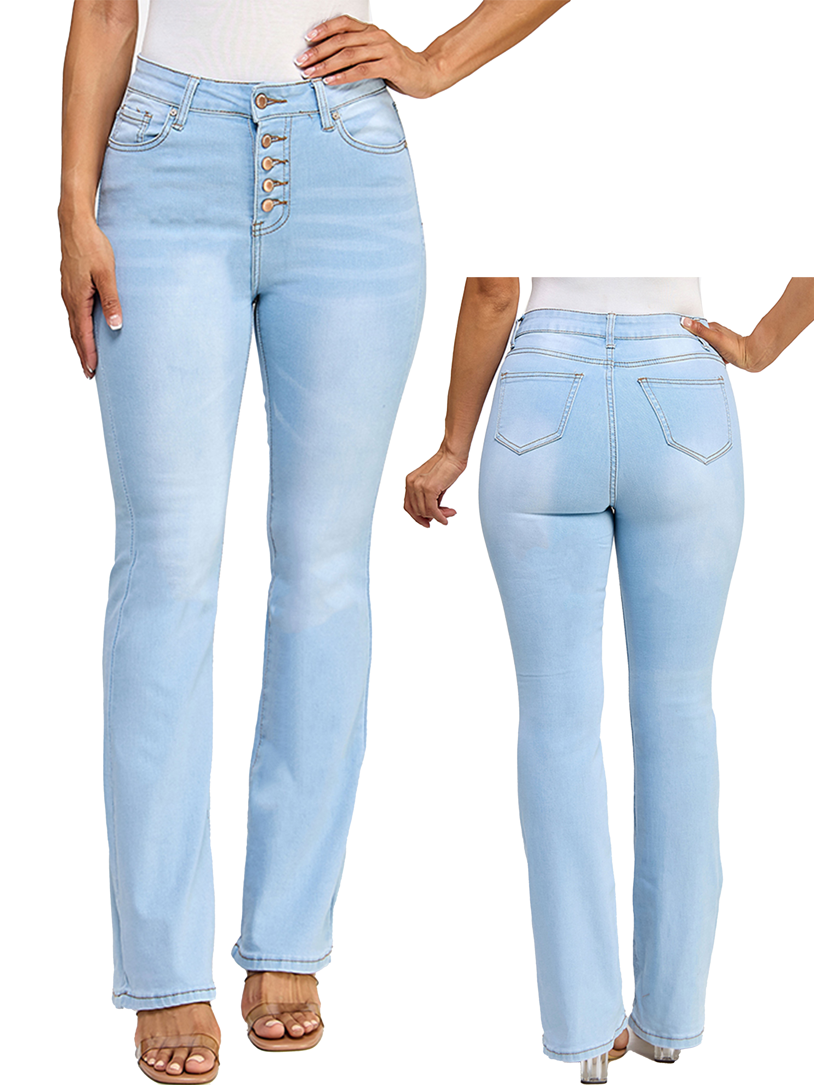 thumbnail video image 2 of Women'S Soft Slim Micro-Flare Jeans, Five Buttons Design, Lifting The Buttocks And Tightening The Body, With Elastic Washed Micro-Flare Jeans, 2 of 8