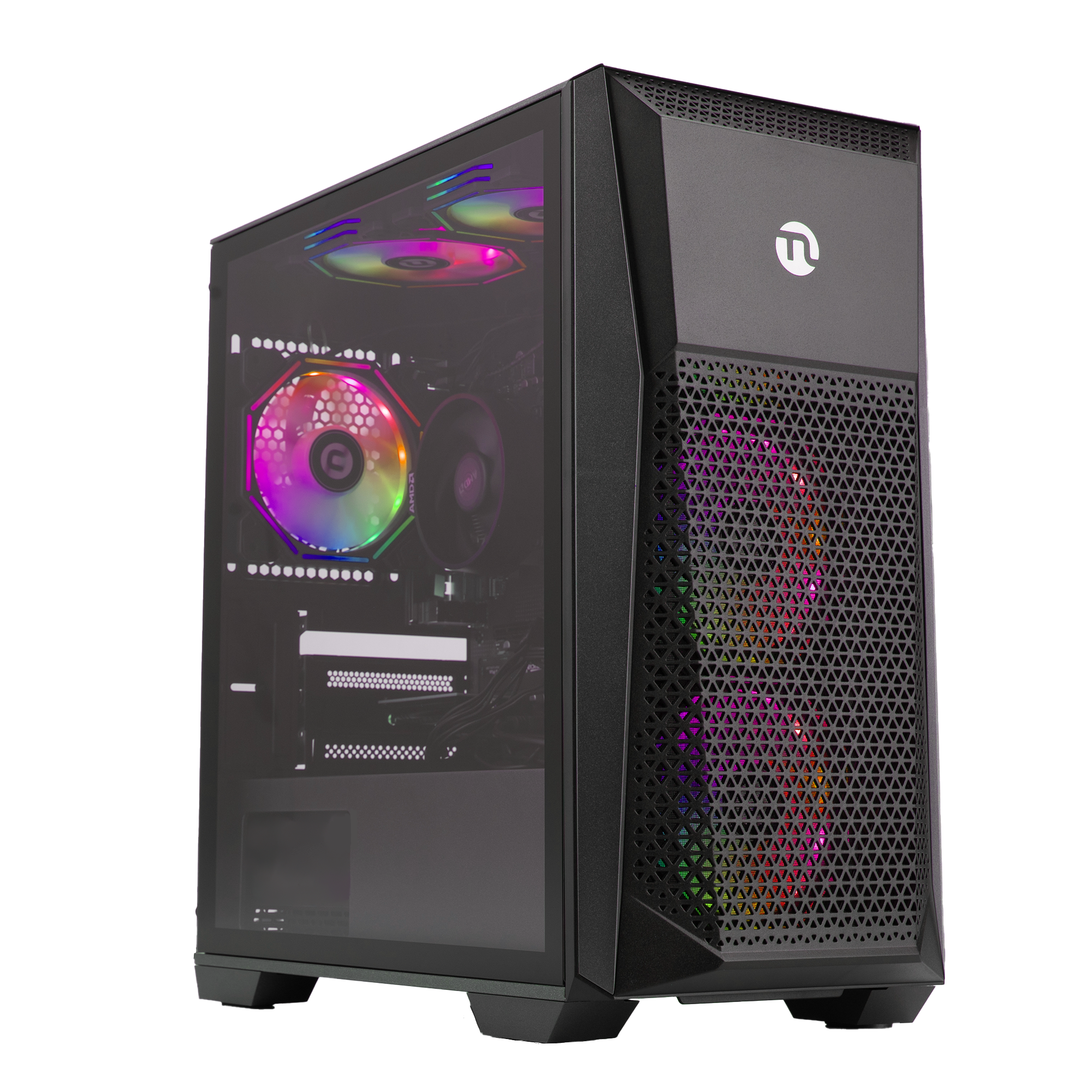 thumbnail video image 2 of Ningmei Gaming Desktop PC, AMD Ryzen 5 5600GT, AMD Radeon Vega 7 Graphics, 16GB DDR4 RAM, 512GB SSD, 6 RGB Fans, 550W PSU, Win11, Wifi, 2 of 7