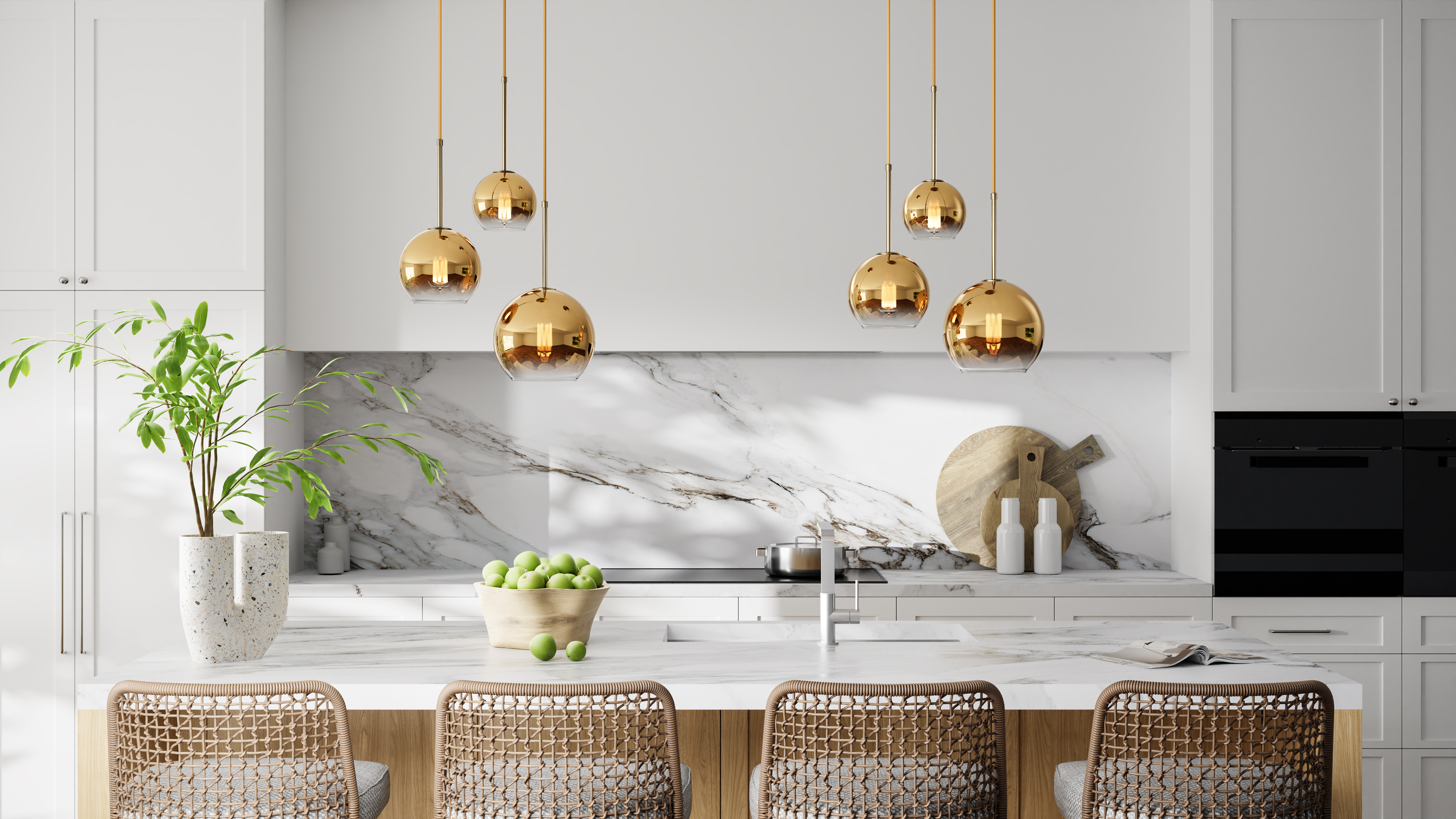 thumbnail video image 2 of KCO Lighting 3-Light Large Glass Pendant Lights, Modern Gold Cluster Hanging Light, Kitchen Island Bubble Globe Chandelier, 2 of 8