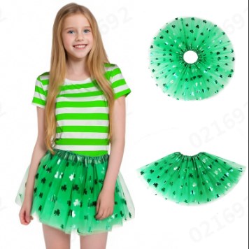 thumbnail video image 2 of MHFRRA Girls Skirt St Patricks Day Tutu Girls Teen Women Tutu Green 3-8 Years, 2 of 6