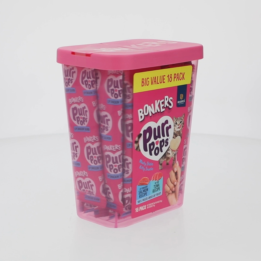 5 pack) BONKERS Purrpops Freeze-Dried Tuna & Salmon Flavored