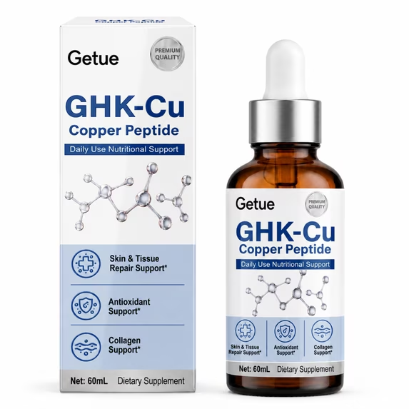 thumbnail video image 2 of Getue GHK-Cu Copper Peptide Liquid Drops 60ml, High Absorption Dietary Supplement for Internal Skin, Cellular and Hair Health Support, 2 of 10