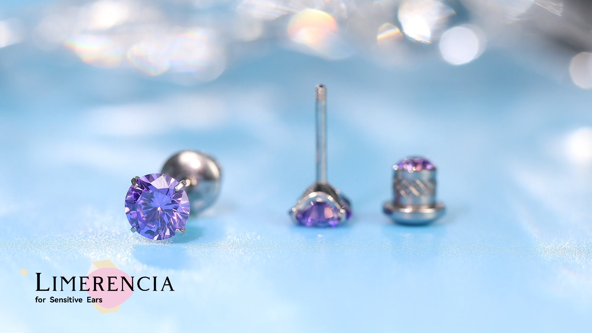 thumbnail video image 2 of Limerencia Hypoallergenic G23 Implant Grade Titanium Screw Back Earrings Tragus 20G Helix F136 Piercing Post for Sensitive Ears Simulated Diamond Cartilage, 2 of 7