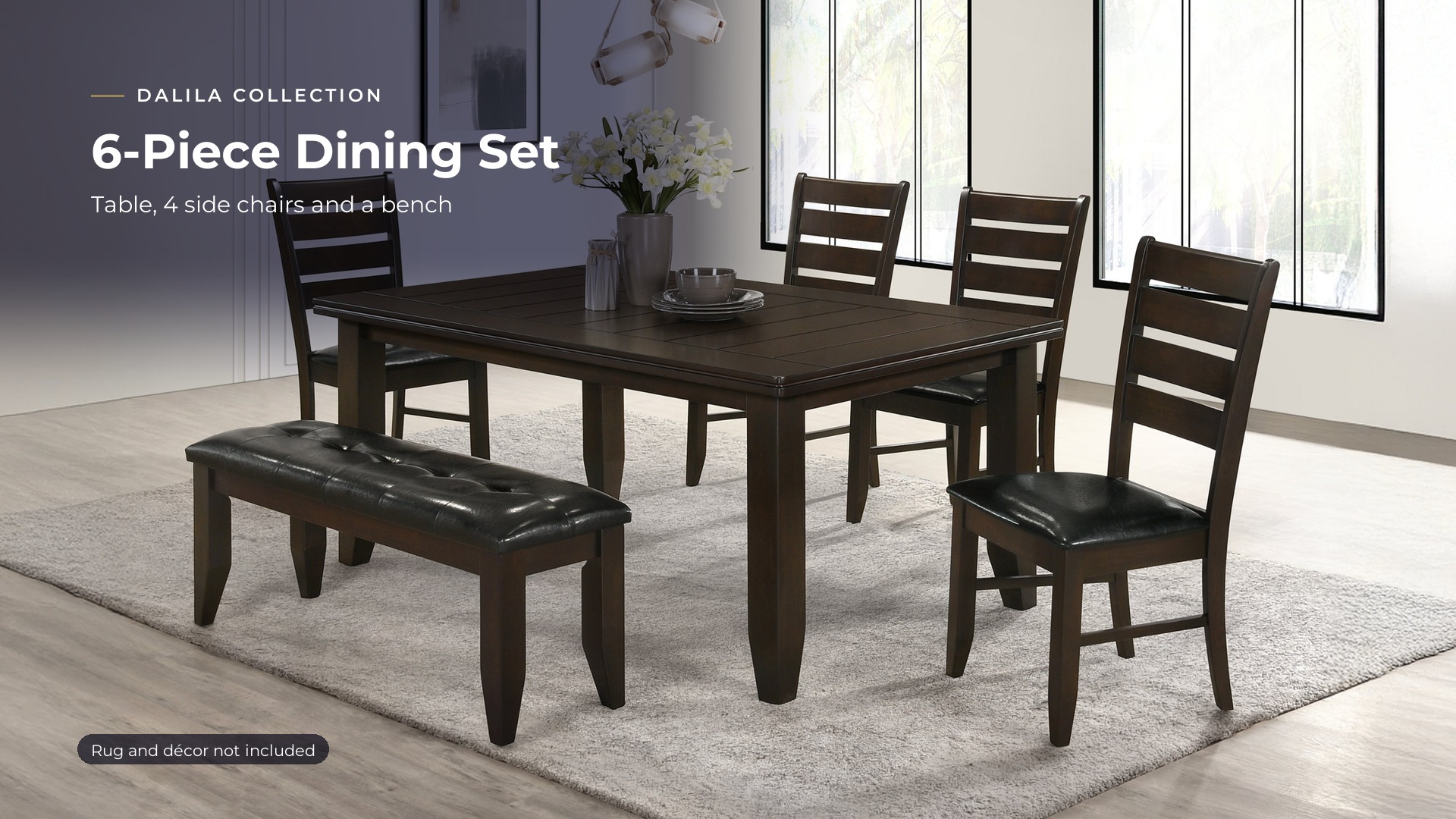 thumbnail video image 2 of Coaster Dalila 6-Piece Rectangular Dining Table Set, Cappuccino, 2 of 15