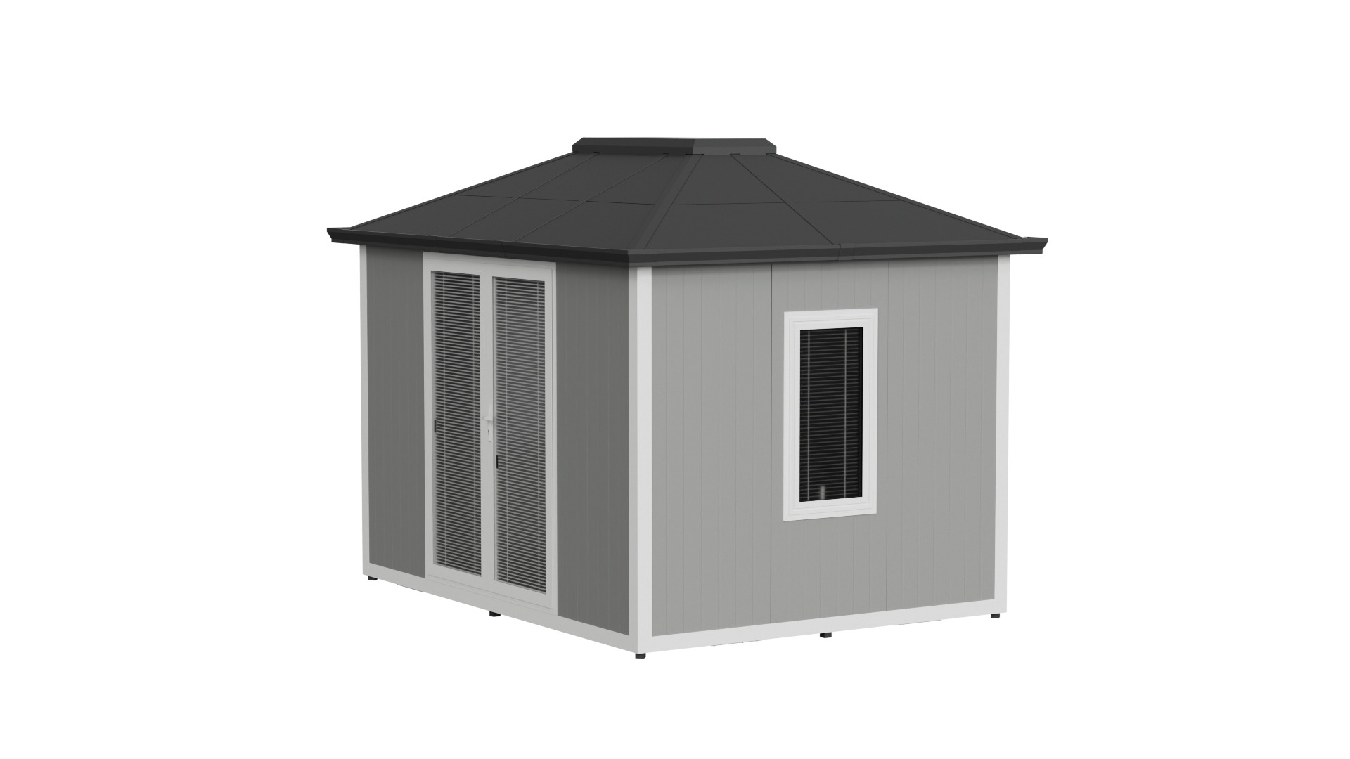 thumbnail video image 2 of Sunjoy Office Shed for Outdoor, 10'x12.6' She Shed, Backyard Office, Multipurpose Outdoor Room, Home Gym with Floor, 2 Windows and Lockable Doors, 2 of 16