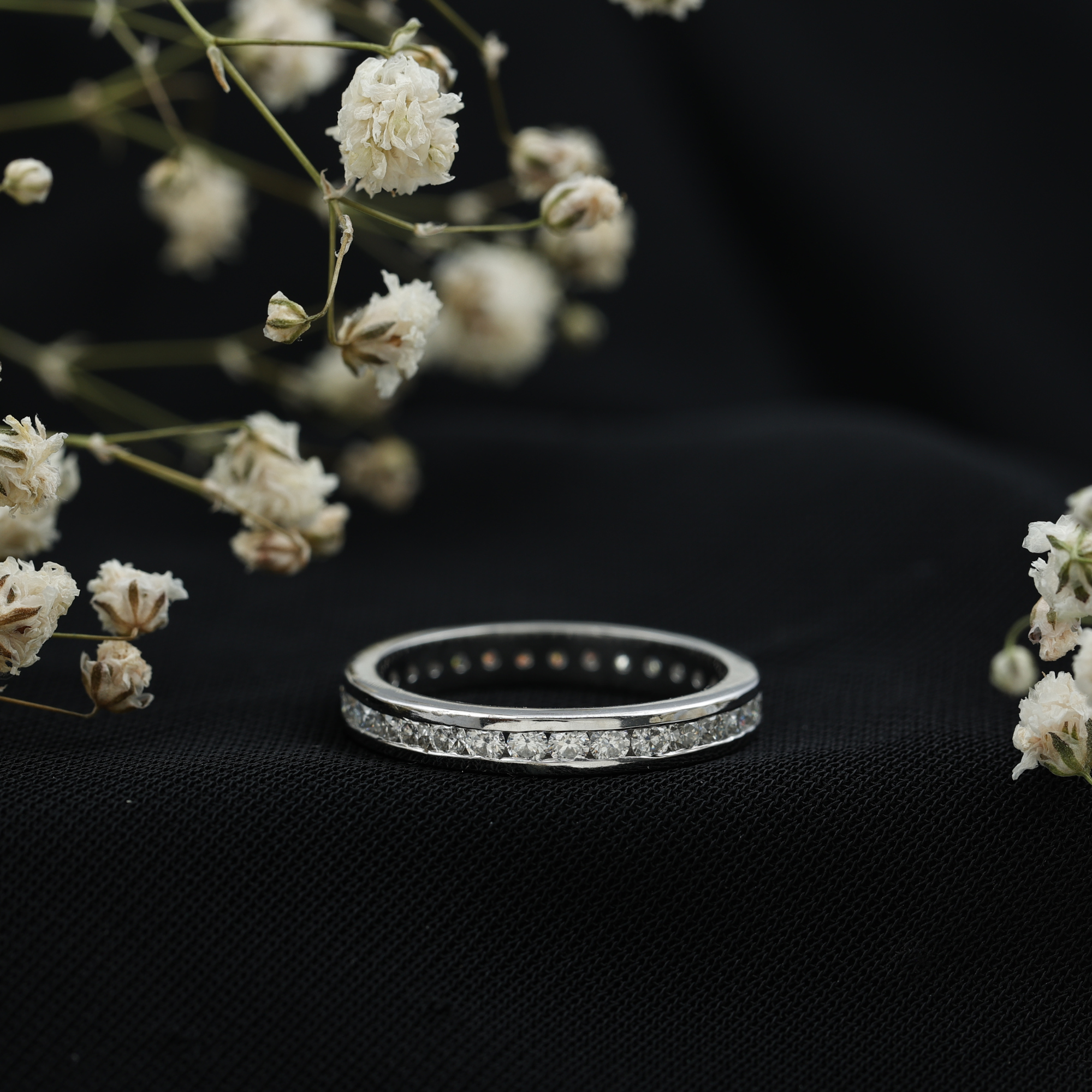 thumbnail video image 2 of Rosec Jewels 1 CT Full Eternity Band with Round Shape Moissanite, 10K White Gold, US 11.00, 2 of 9