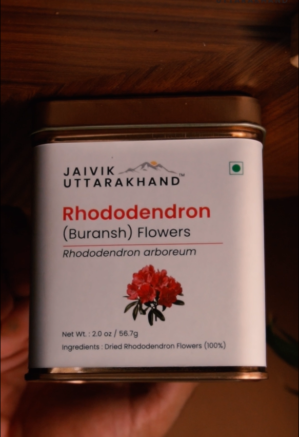 thumbnail video image 2 of Jaivik Uttarakhand - Buransh Petals Tea (6 oz), Caffeine-Free, Rich in Antioxidant, Immunity Booster, 2 of 13