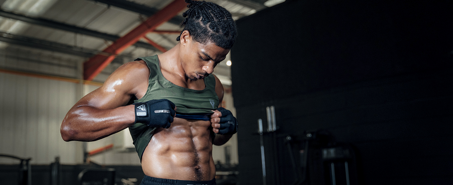 thumbnail video image 2 of RDX Men's Sauna Vest Heat Trapping Sweat Waist Trainer - REACH OEKO TEX 100 Certified Body Shaper - Weight loss Trimmer Hot Corset Slimming Zipper Pullover - Gym Workout Fitness Tank Top, 2 of 6