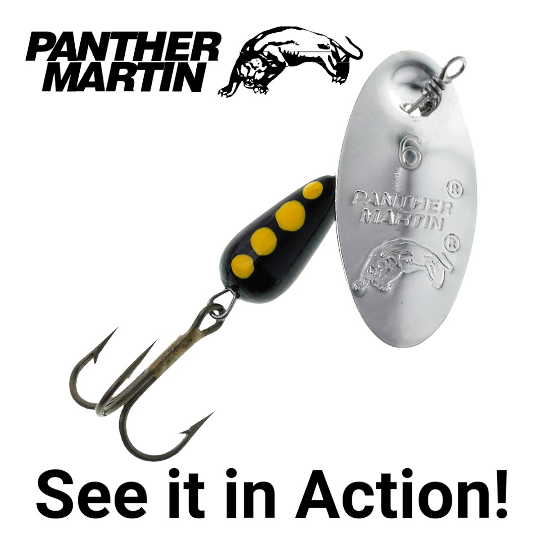thumbnail video image 2 of Panther Martin PMR_4_SB Classic Regular Teardrop Spinners Fishing Lure - Silver/Black - 4 (1/8 oz), 2 of 7