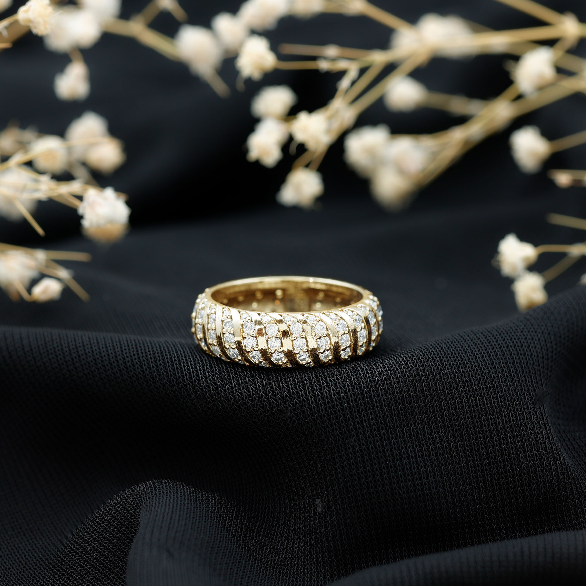 thumbnail video image 2 of Rosec Jewels Lab Diamond Wedding Band for Women - Thick Wedding Band - EF-VS Quality Certified, 14K Yellow Gold, US 9.00, 2 of 9