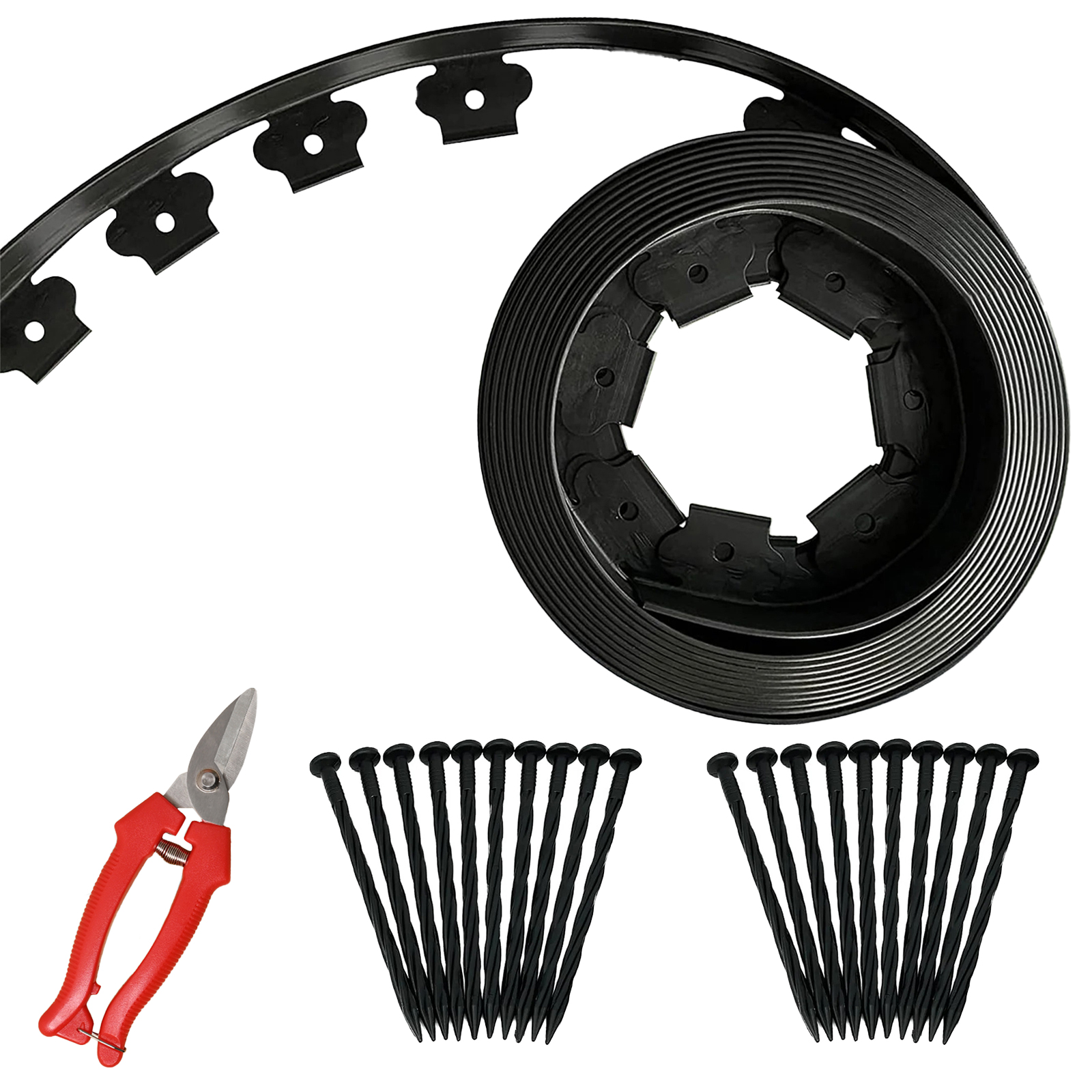 thumbnail video image 2 of FRTDNE 40FT Landscape Edging No Dig,Include 1Pcs Scissor,40 Spikes,40 ft Lawn Edging for Landscaping, Flower Gardens, Lawn,Black, 2 of 8