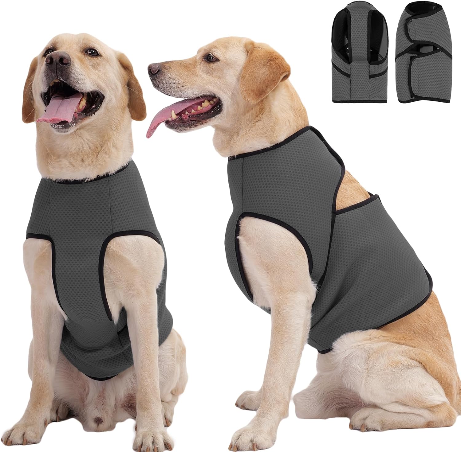 thumbnail video image 2 of Dog Anxiety Shirt Calming Jacket, Mesh Dog Anxiety Vest for Thunderstorm Fireworks Travel Vet Visit Separation Anxiety Relief Outdoor Indoor Elastic Breathable Calming Shirt Wrap, 2 of 10