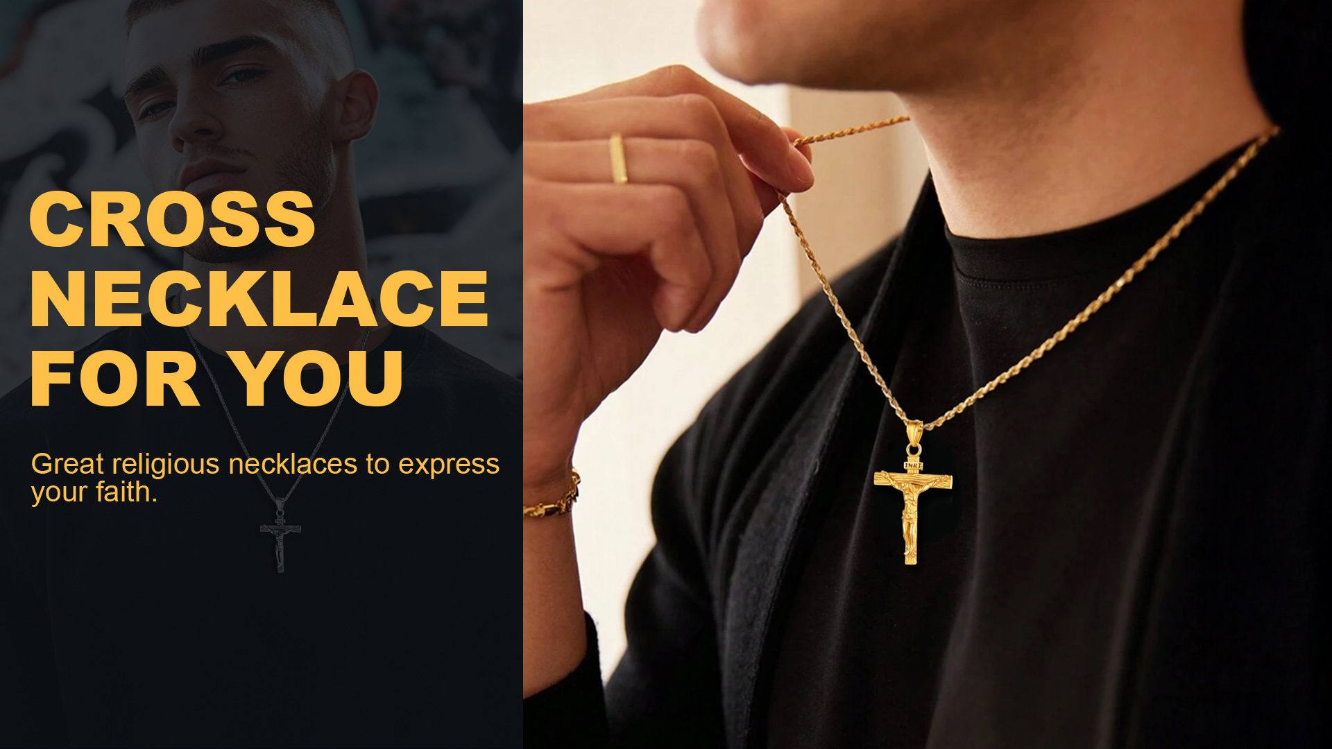 thumbnail video image 2 of U7 Sterling Silver Cross Necklace Jesus Crucifix INRI Cross Pendant for Men Women Christmas Day Gift, 2 of 9