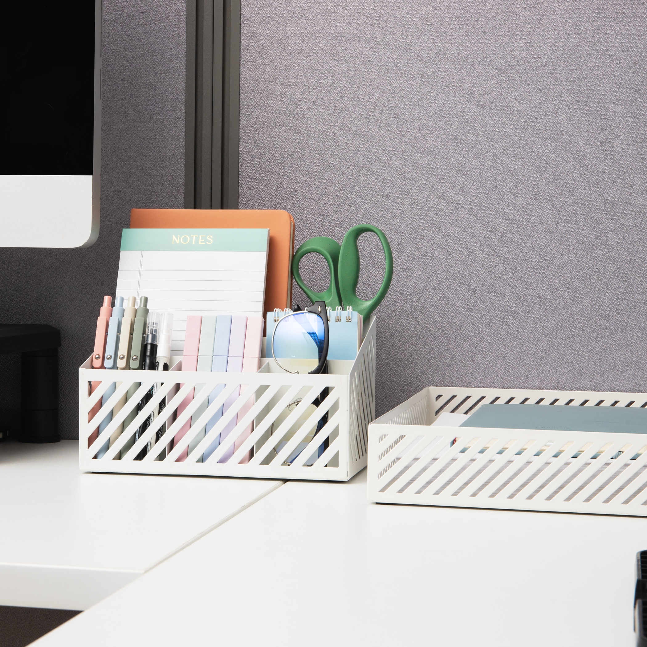 thumbnail video image 2 of Mind Reader Desktop Organizer and Mail Sorter, Five Compartments, Office Supplies and Accessories, Metal, White, 2 of 8