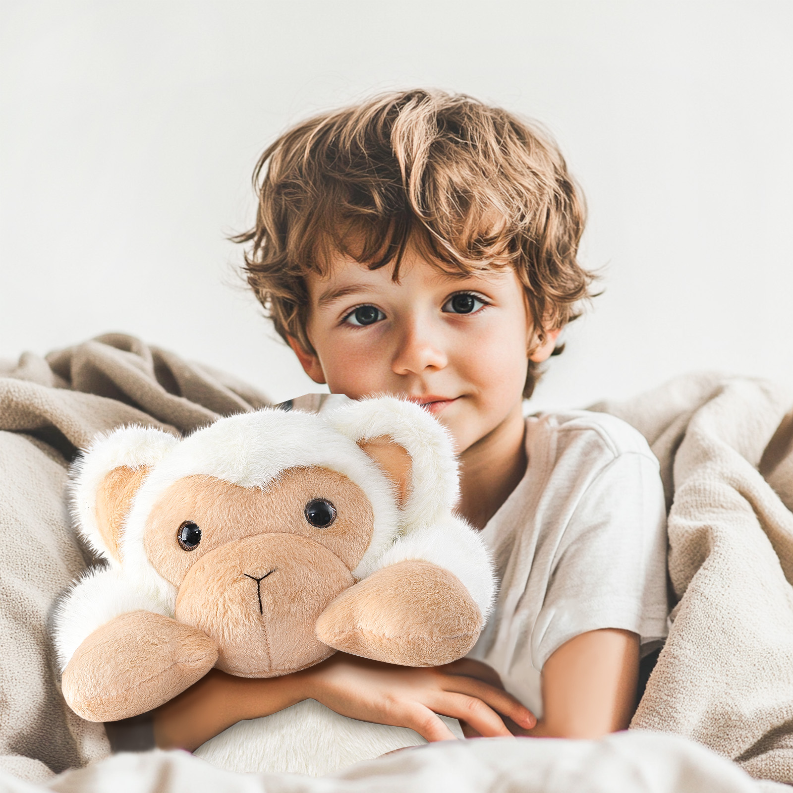 thumbnail video image 2 of Niuniu Daddy Weighted Monkey Stuffed Animals-20"Giant White Plush Toys, 3.3-Pound Giant Weighted Plushie Body Pillow with Soft Faux Fur, Gift for Kids & Adults, Holiday Birthday Gift, 2 of 11